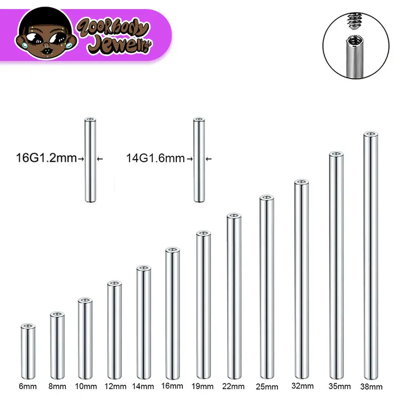 5pcs/lot ASTM F136 Implantable Grade Titanium 14G 16G Internal Thread Tongue Barbell Shaft Nipple Piercing Jewelry Accessories
5pcs/lot ASTM F136 Implantable Grade Titanium 14G 16G Internal Thread Tongue Barbell Shaft Nipple Piercing Jewelry Accessories