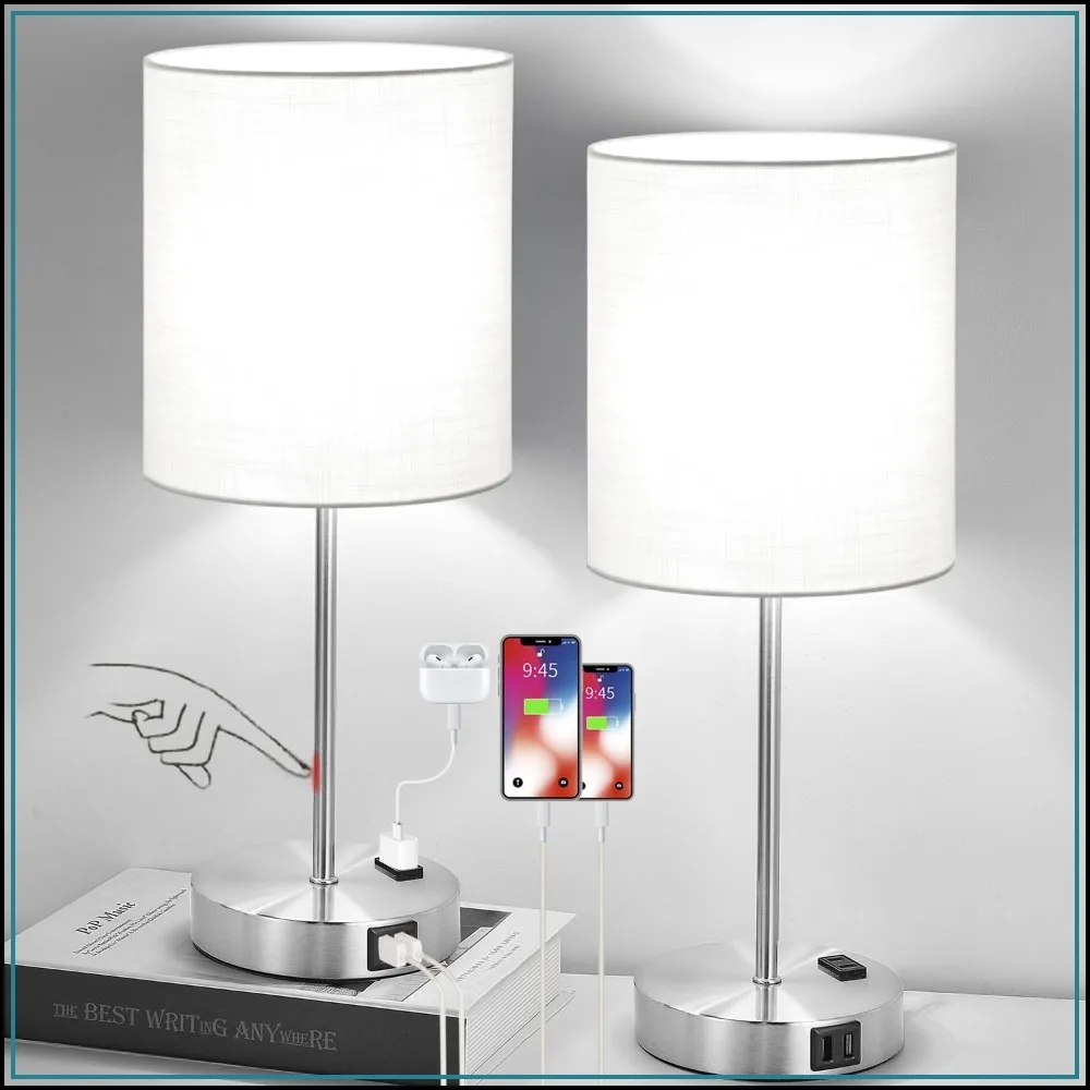 Set of 2 Touch Table Lamps with USB Ports & AC Outlet, 3-Way Dimmable, 800 Lumens 5000K Daylight Bulbs Included
Set of 2 Touch Table Lamps with USB Ports & AC Outlet, 3-Way Dimmable, 800 Lumens 5000K Daylight Bulbs Included