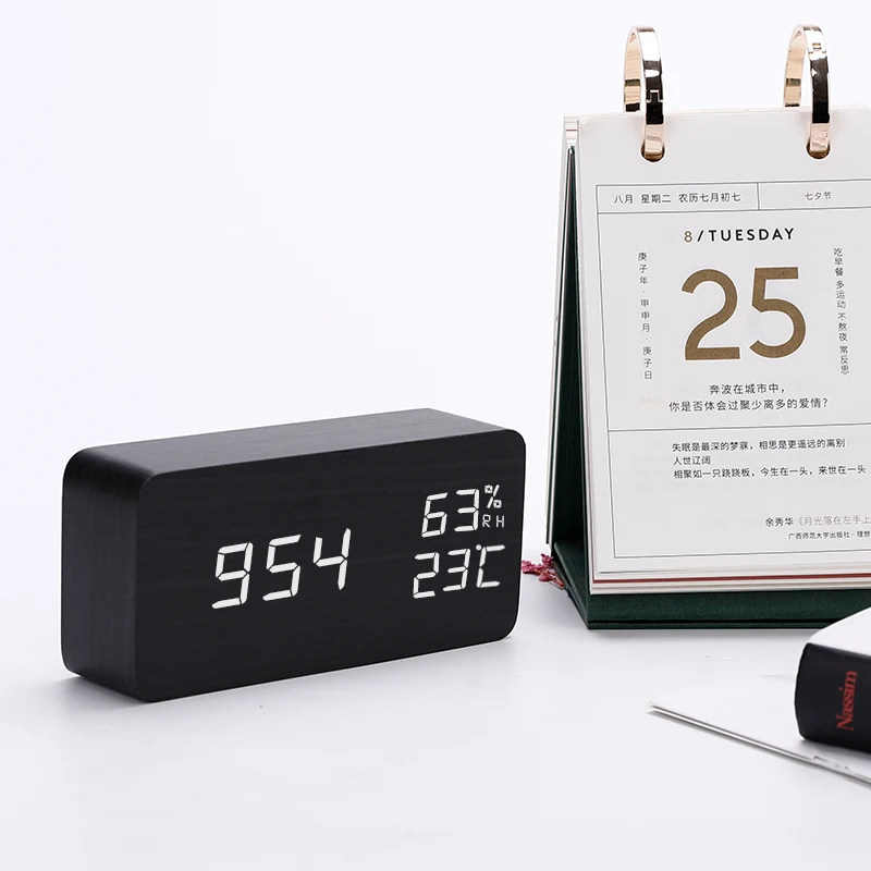 Rectangular wooden LED clock MDF+PVC material multifunctional display temperature and humidity study electronic clock
Rectangular wooden LED clock MDF+PVC material multifunctional display temperature and humidity study electronic clock