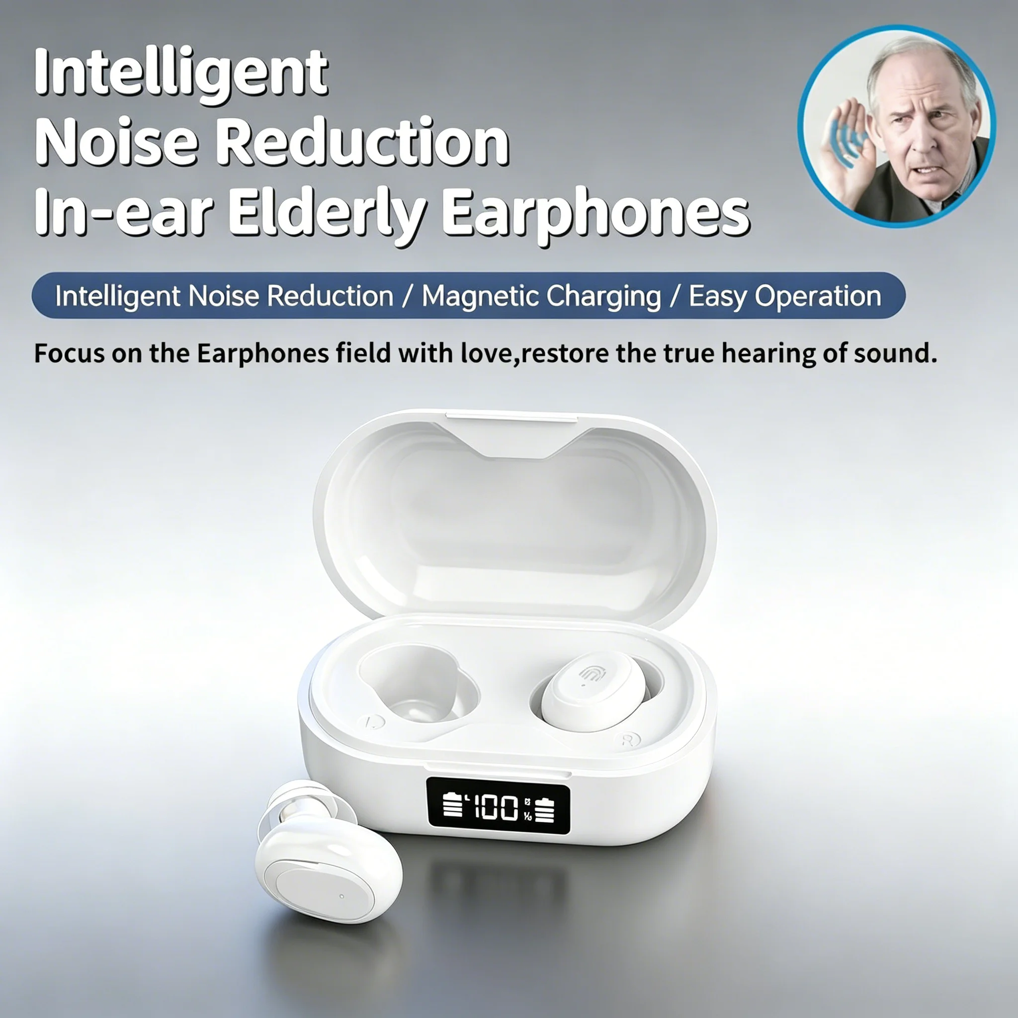 Bluetooth Elderly Earphones New DSP Digital Chip 18 Channel Noise Reduction Sound Enhancement LED Display for Seniors Daily Use
Bluetooth Elderly Earphones New DSP Digital Chip 18 Channel Noise Reduction Sound Enhancement LED Display for Seniors Daily Use