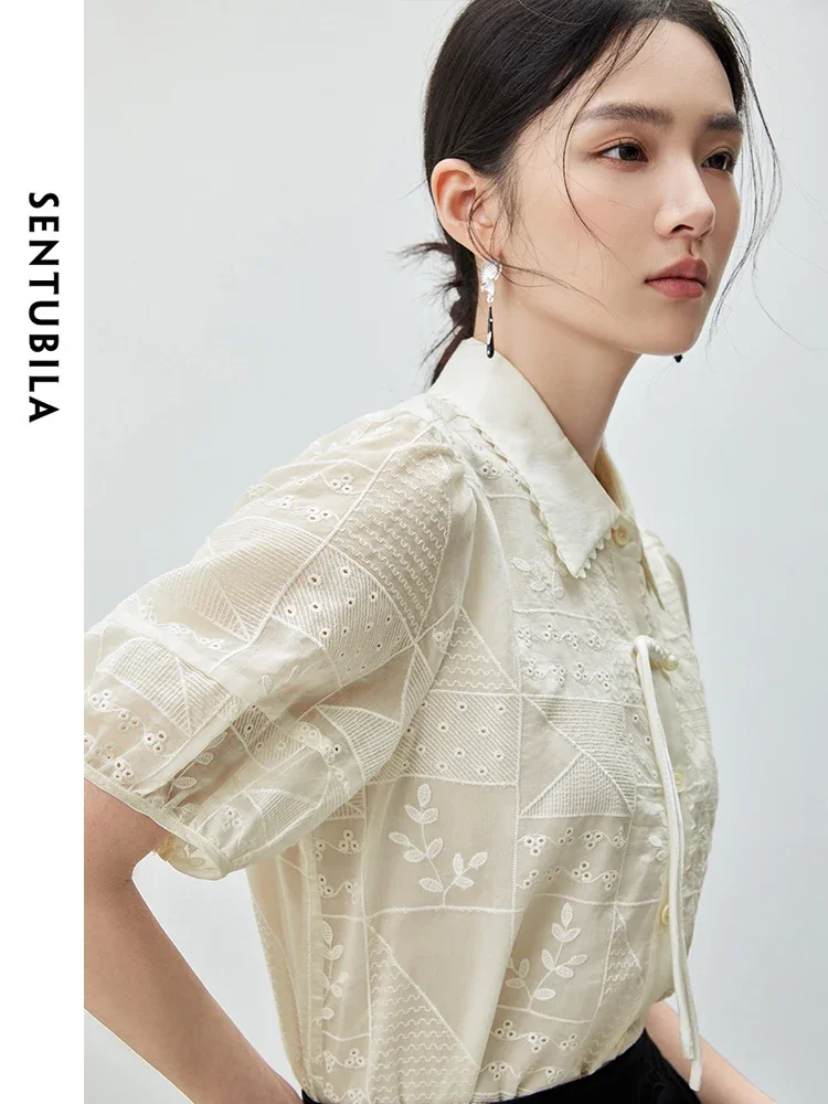SENTUBILA Embroidery Jacquard Shirt Woman 2025 Summer New Chinese Style Tencel Top Elegant Women's Apricot Blouse 152C58904X
SENTUBILA Embroidery Jacquard Shirt Woman 2025 Summer New Chinese Style Tencel Top Elegant Women's Apricot Blouse 152C58904X