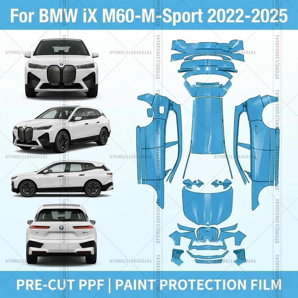 For BMW iX M60-M-Sport 2022-2025 Pre-Cut Paint Protection Film PPF Transparent Car Film Professional Automotive PPF Full Vehicle
For BMW iX M60-M-Sport 2022-2025 Pre-Cut Paint Protection Film PPF Transparent Car Film Professional Automotive PPF Full Vehicle