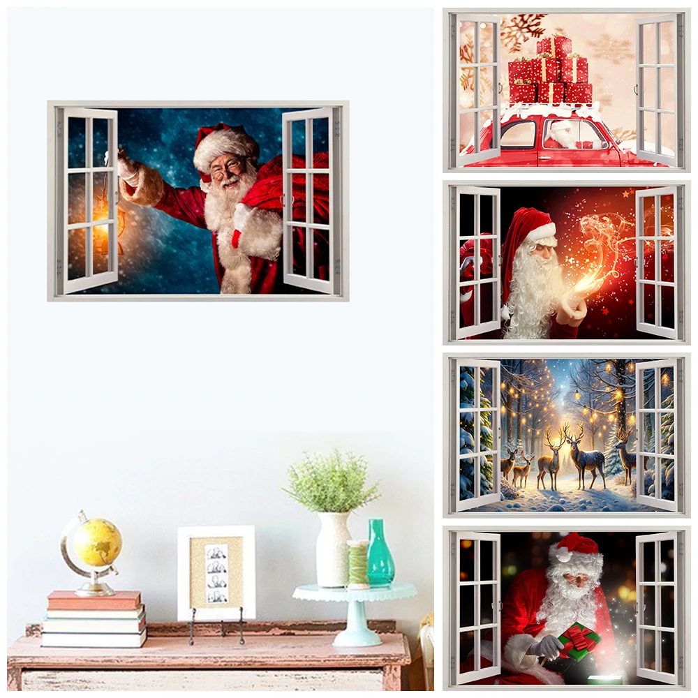 3D Simulated Window View Christmas Decorative Wall Sticker Peel and Stick Santa Claus Xmas Tree Window Frame Wall Art Decal
3D Simulated Window View Christmas Decorative Wall Sticker Peel and Stick Santa Claus Xmas Tree Window Frame Wall Art Decal