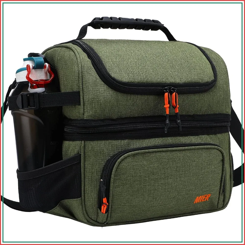 Insulated Lunch Bag Tote with 2 Compartments, Leakproof Cooler for Men Women, Army Green
Insulated Lunch Bag Tote with 2 Compartments, Leakproof Cooler for Men Women, Army Green