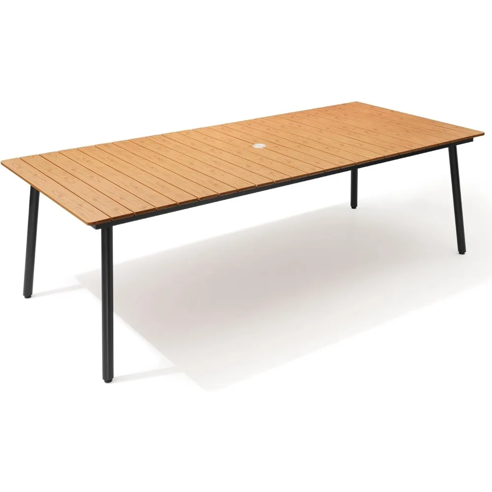 Outdoor Dining Table, 94.5 inch Patio Dining Table with Wooden-Like Top and Aluminum Frame, Rectangular Table with Umbrella Hole
Outdoor Dining Table, 94.5 inch Patio Dining Table with Wooden-Like Top and Aluminum Frame, Rectangular Table with Umbrella Hole