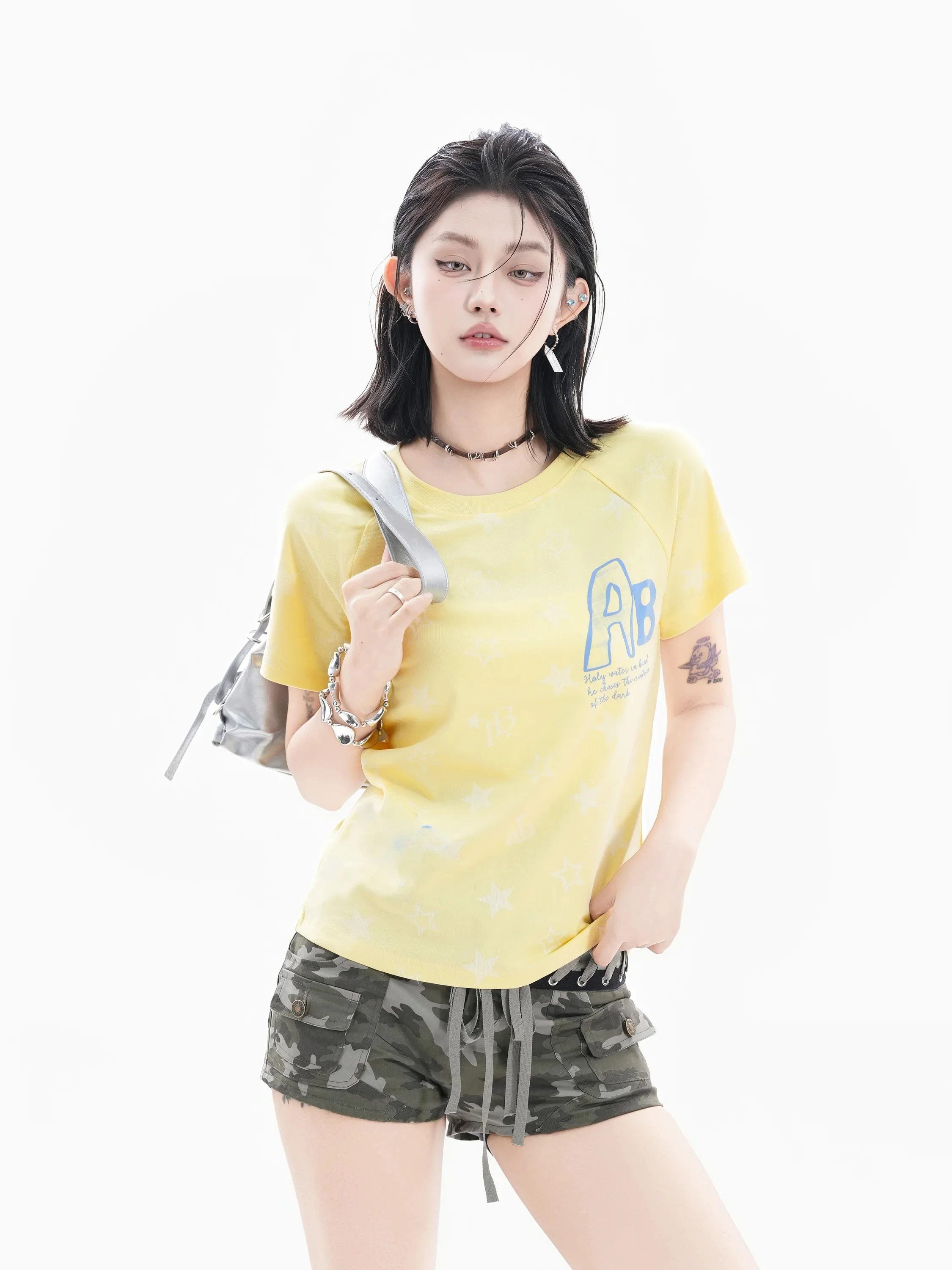 Retro American Star Print Shoulder Insert T-Shirt Women Sexy Loose Slimming Small Ins Cotton Short Sleeve round Neck Top
Retro American Star Print Shoulder Insert T-Shirt Women Sexy Loose Slimming Small Ins Cotton Short Sleeve round Neck Top