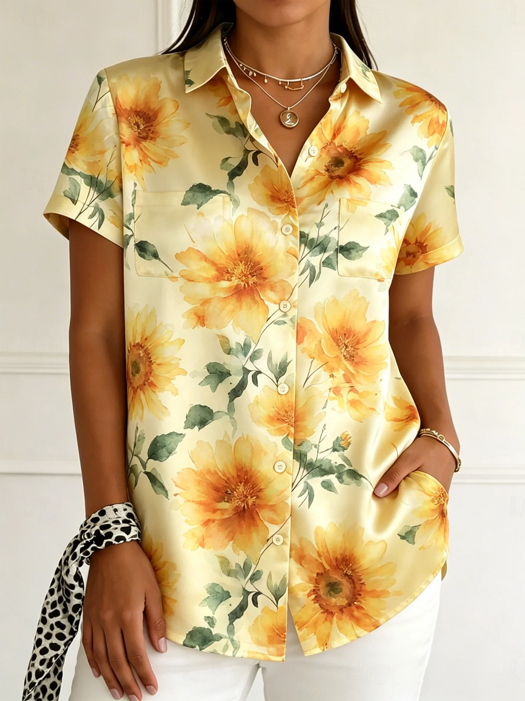 Women's Short Sleeve Lapel Watercolor Blue Iris Print Button-Up Shirt Casual Tops Summer Ladies Office work Tops Blouses
Women's Short Sleeve Lapel Watercolor Blue Iris Print Button-Up Shirt Casual Tops Summer Ladies Office work Tops Blouses