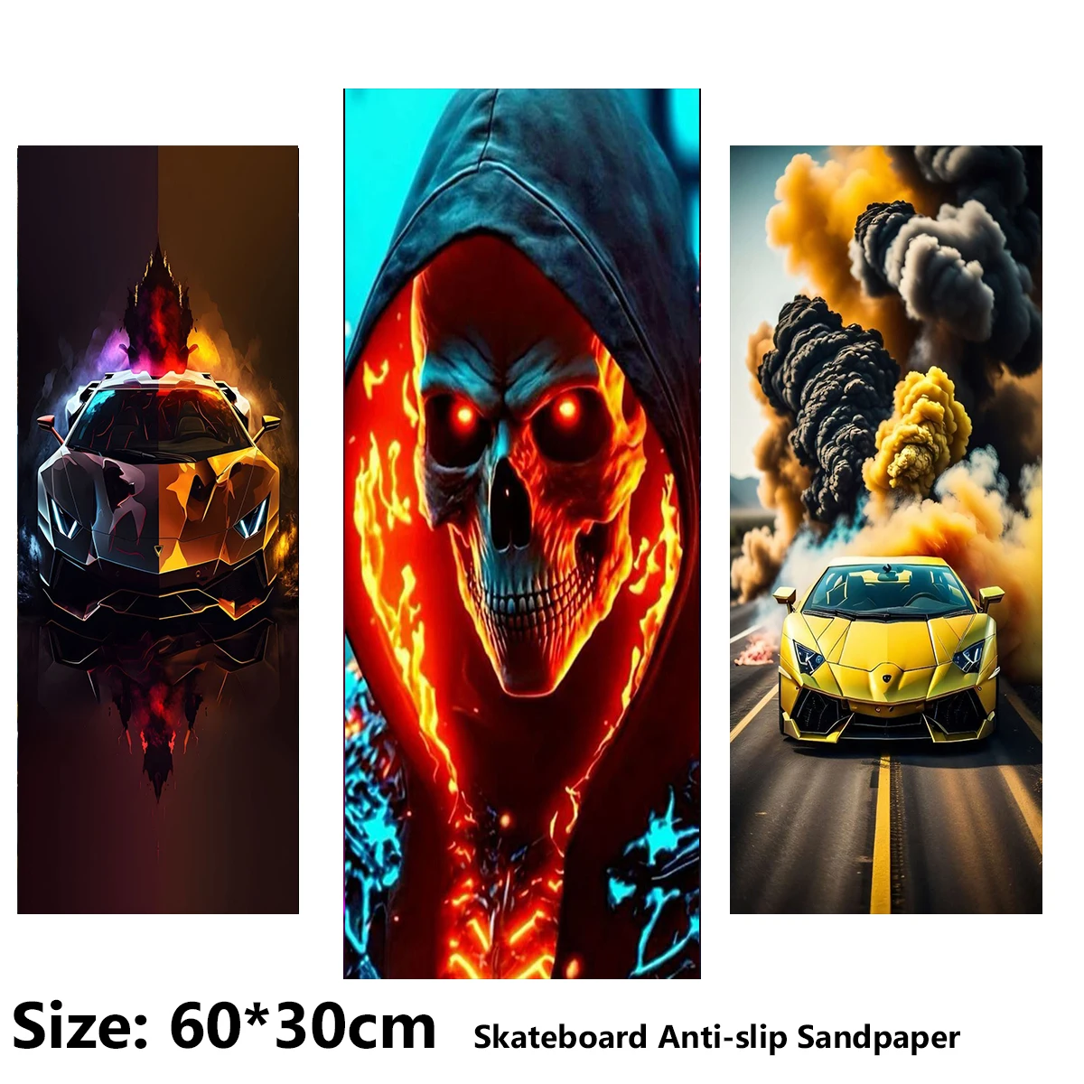 Flame Cool Sports Car Skull Pattern Electric Scooter Anti-slip Sticker Sandpaper Skateboard Grip Tape Sheet 60*30cm
Flame Cool Sports Car Skull Pattern Electric Scooter Anti-slip Sticker Sandpaper Skateboard Grip Tape Sheet 60*30cm