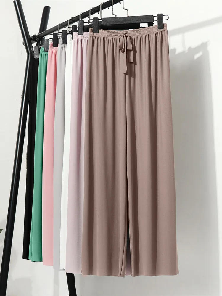 Ice Silk High Waist Wide Leg Casual Pants Thin Home Clothes Mosquito Proof Long Pants Simple Japanese Style Summer Sleepwear
Ice Silk High Waist Wide Leg Casual Pants Thin Home Clothes Mosquito Proof Long Pants Simple Japanese Style Summer Sleepwear