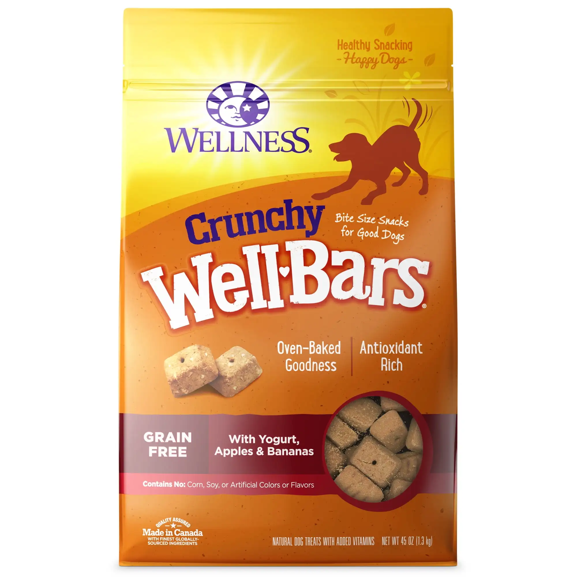 Wellness WellBars Natural Grain Free Crunchy Dog Treats, Yogurt, Apples & Banana, 50-Ounce Box
Wellness WellBars Natural Grain Free Crunchy Dog Treats, Yogurt, Apples & Banana, 50-Ounce Box