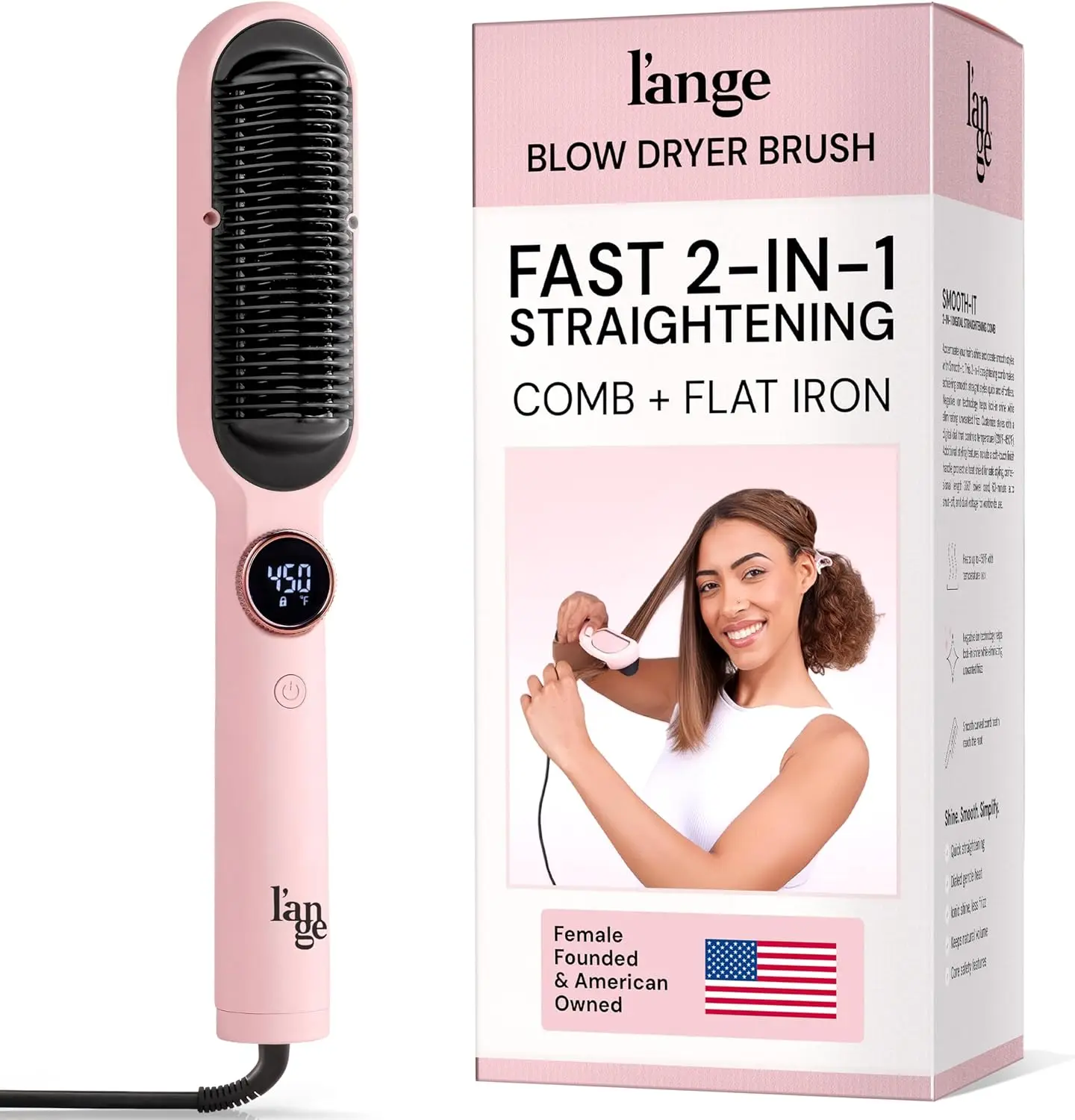 2-in-1 Hair Straightener Brush with Digital Temp Control Up to 450°F, Frizz Control, Auto Shut-Off, for All Hair Types
2-in-1 Hair Straightener Brush with Digital Temp Control Up to 450°F, Frizz Control, Auto Shut-Off, for All Hair Types
