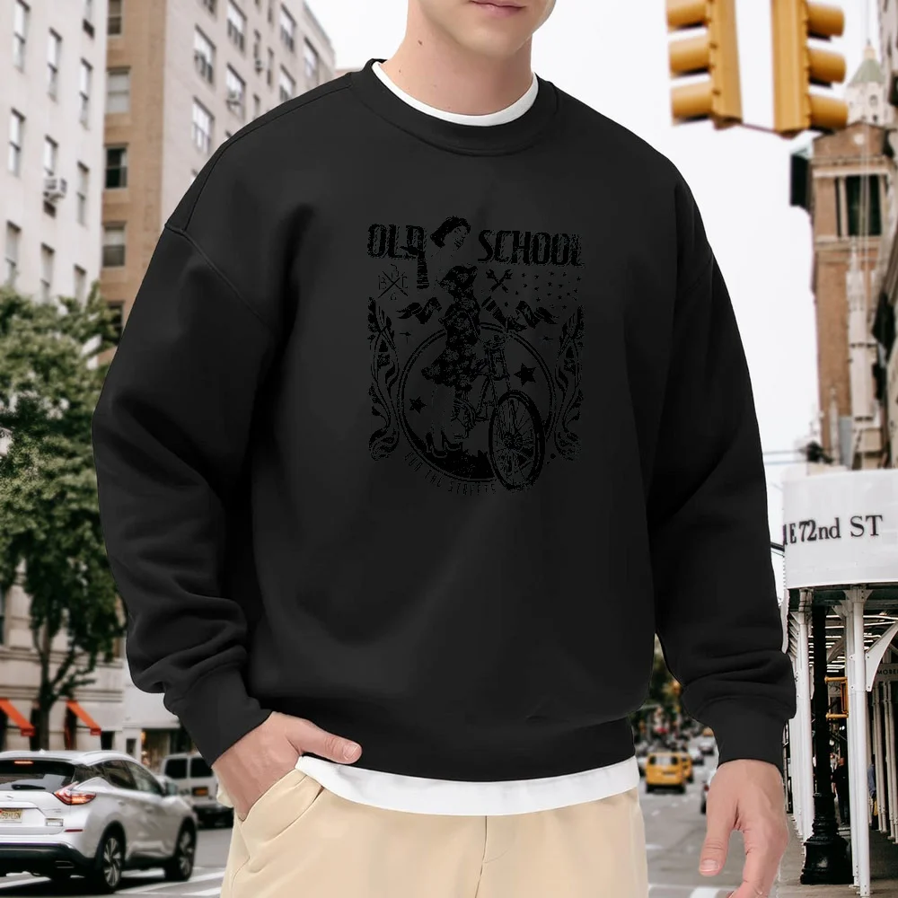 Men's Black Crew Neck Loose Sweatshirt, Vintage Pattern Print Pullover, Street Casual Style Top, Comfortable and Versatile Trendy Item for Everyday Wear
Men's Black Crew Neck Loose Sweatshirt, Vintage Pattern Print Pullover, Street Casual Style Top, Comfortable and Versatile Trendy Item for Everyday Wear
