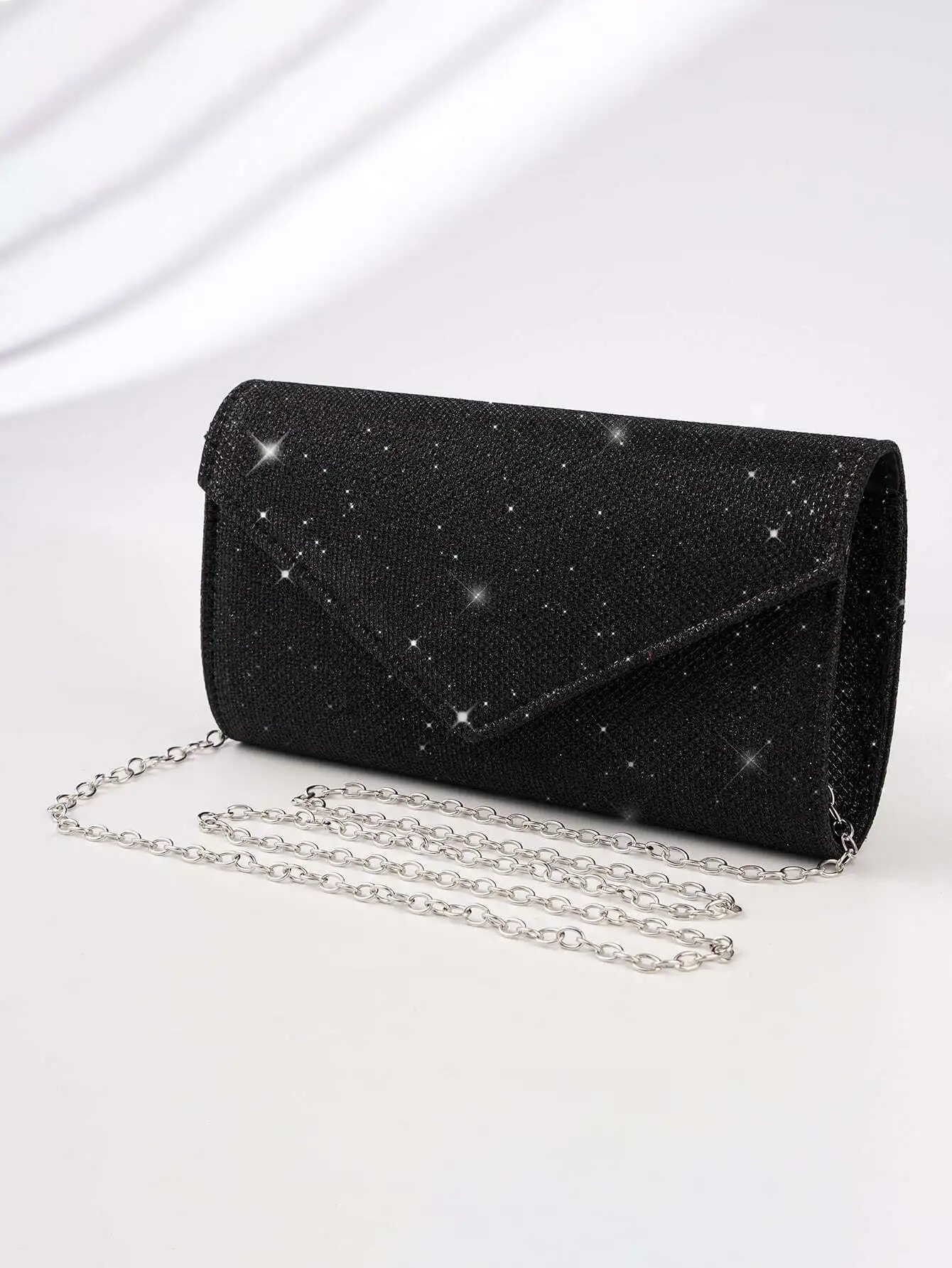 Sequin Envelope Handbag, Women's Evening Clutch, Women's Daily Clutch, Shiny Metal Chain Crossbody Bag For Wedding Party, Silver & Black
Sequin Envelope Handbag, Women's Evening Clutch, Women's Daily Clutch, Shiny Metal Chain Crossbody Bag For Wedding Party, Silver & Black