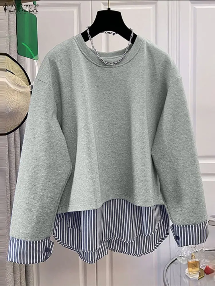 ZANZEA, осенние женские пуловеры, толстовки, повседневные свободные толстовки с круглым вырезом и длинными рукавами в полоску в стиле пэчворк на флисовой подкладке, женская одежда
ZANZEA, осенние женские пуловеры, толстовки, повседневные свободные толстовки с круглым вырезом и длинными рукавами в полоску в стиле пэчворк на флисовой подкладке, женская одежда