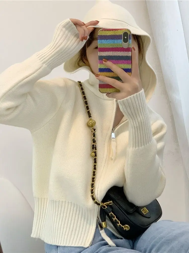 Sweet Cute Solid Knitted Cardigan Sweater Spring Drawstring Hooded Zipper Cotton Crop Top Vintage Streetwear Y2k Sweaters Tops
Sweet Cute Solid Knitted Cardigan Sweater Spring Drawstring Hooded Zipper Cotton Crop Top Vintage Streetwear Y2k Sweaters Tops