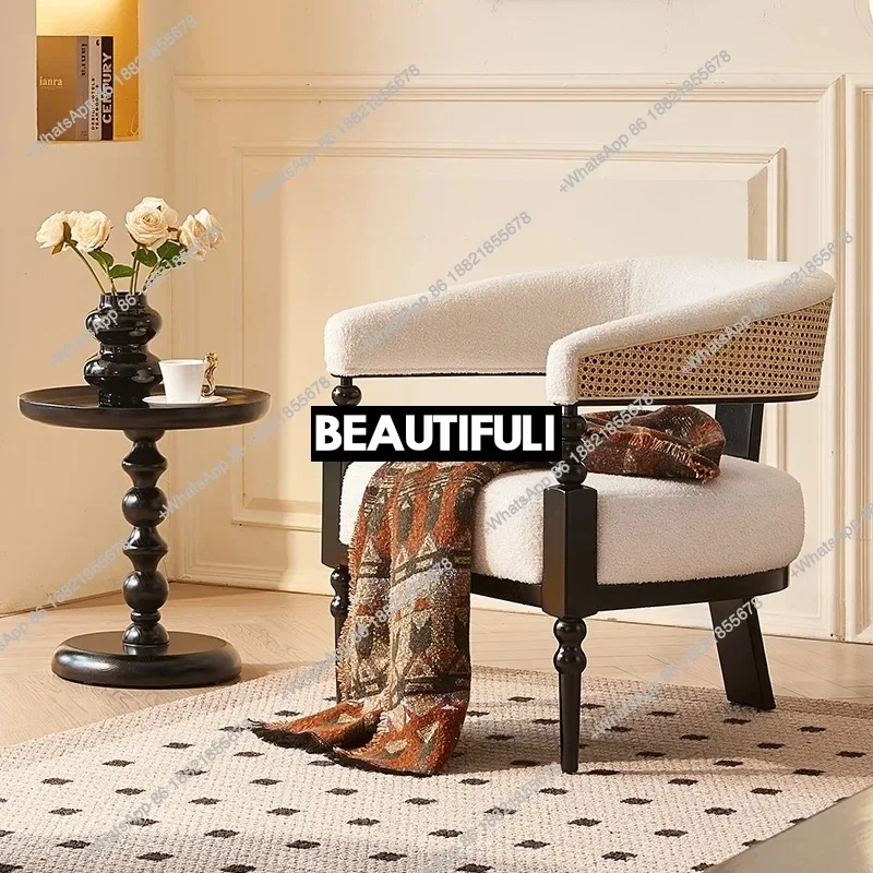 French solid wood sofa chair medieval living room rattan single recliner
French solid wood sofa chair medieval living room rattan single recliner