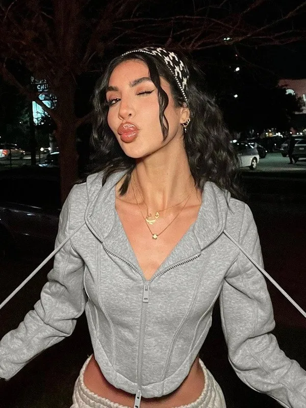 Zipper Hooded Cardigan Jacket Women's Long Sleeve Short Coat Pure Color Casual Fashion Vestidos Ajustados De Cintura
Zipper Hooded Cardigan Jacket Women's Long Sleeve Short Coat Pure Color Casual Fashion Vestidos Ajustados De Cintura