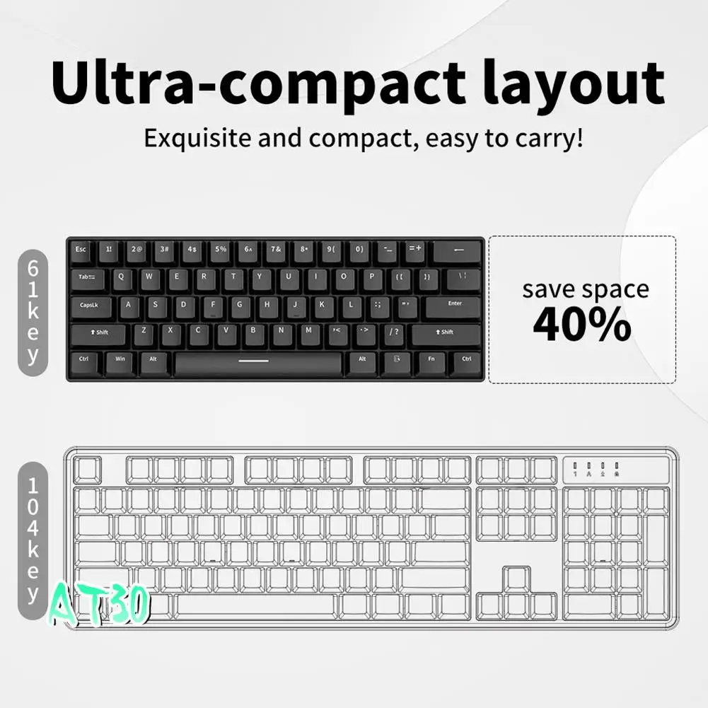 Mechanical Keyboard 61 Keys Mixed Light Hot Swap Keyboard Office Accessories Gaming Keyboard-AT30
Mechanical Keyboard 61 Keys Mixed Light Hot Swap Keyboard Office Accessories Gaming Keyboard-AT30
