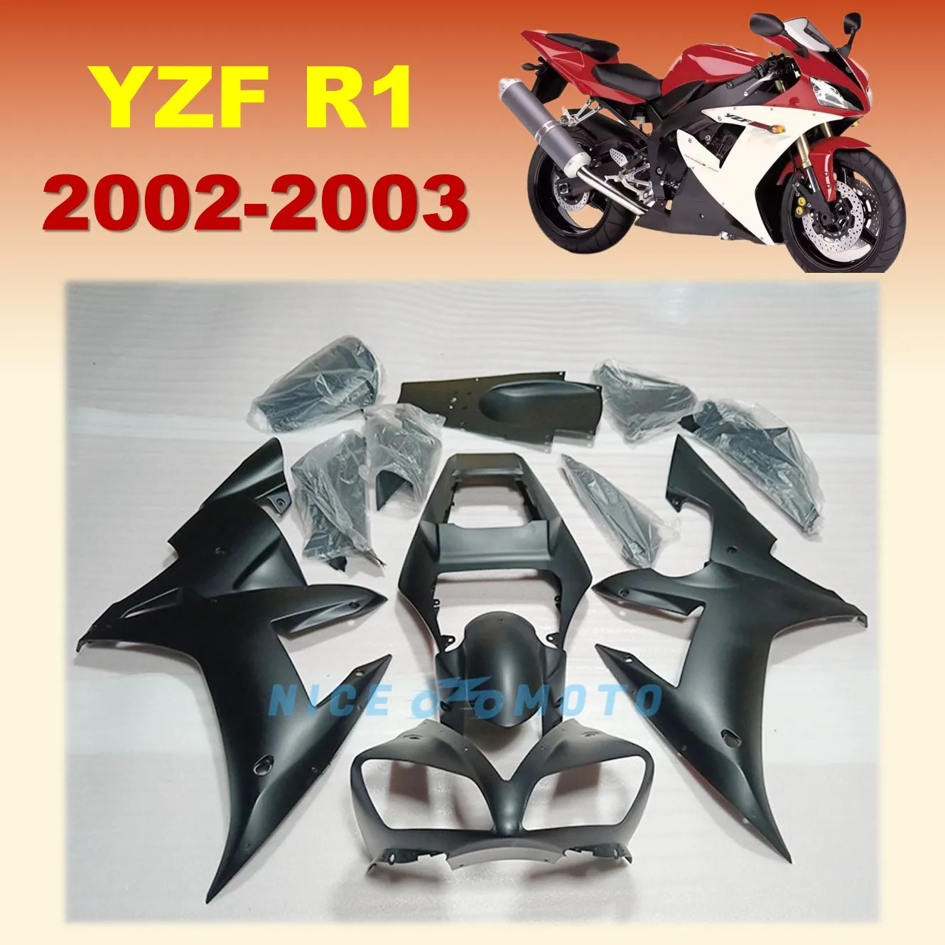 Custom Injection Fairings Kits Fit For YAMAHA YZF R1 YZF R1 2002 2003 YZF-R1 Motorcycle Bodywork Set Matte Black
Custom Injection Fairings Kits Fit For YAMAHA YZF R1 YZF R1 2002 2003 YZF-R1 Motorcycle Bodywork Set Matte Black