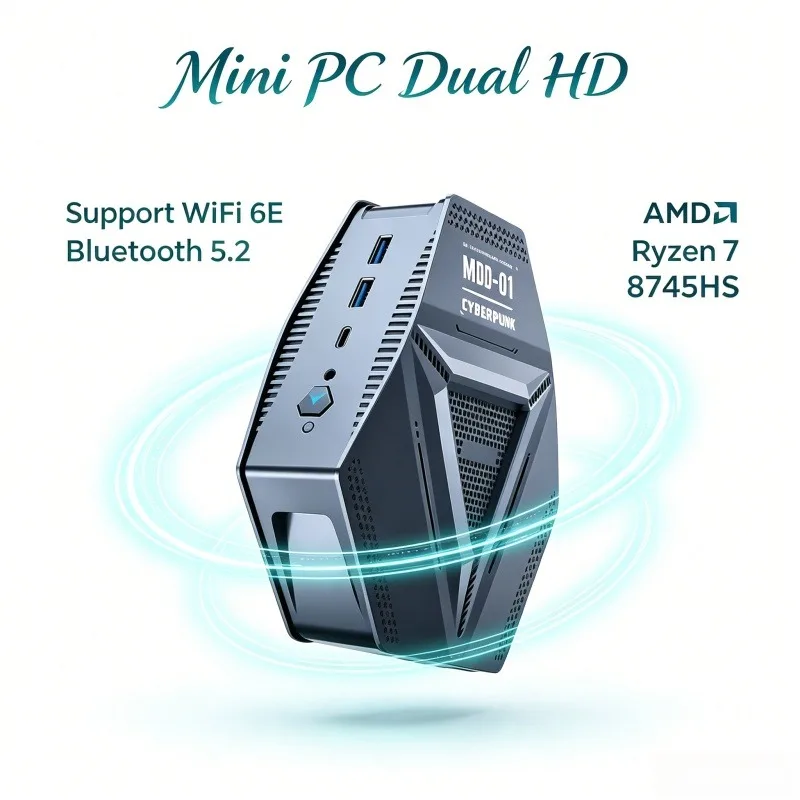 High Performance Gaming Mini PC AMD Ryzen7 8745HS WiFi6 Type-C HD DP 2DDR5 4USB3.2 2*2.5G LAN Windows11 Home Office Desktop
High Performance Gaming Mini PC AMD Ryzen7 8745HS WiFi6 Type-C HD DP 2DDR5 4USB3.2 2*2.5G LAN Windows11 Home Office Desktop