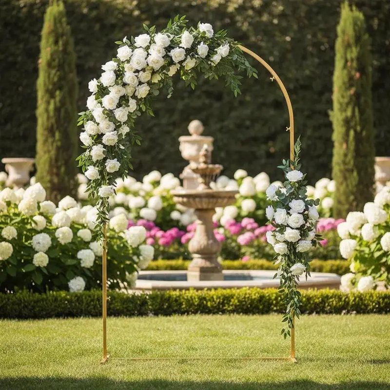 Arch Backdrop Stand, 6.6 x 3.3 ft, Stable Structure, Easy Assembly, 1 Piece Gold Metal Arch Backdrop Stand for Wedding, Birthday Party, Graduation, Holiday Celebration, and Ceremony Decoration
Arch Backdrop Stand, 6.6 x 3.3 ft, Stable Structure, Easy Assembly, 1 Piece Gold Metal Arch Backdrop Stand for Wedding, Birthday Party, Graduation, Holiday Celebration, and Ceremony Decoration