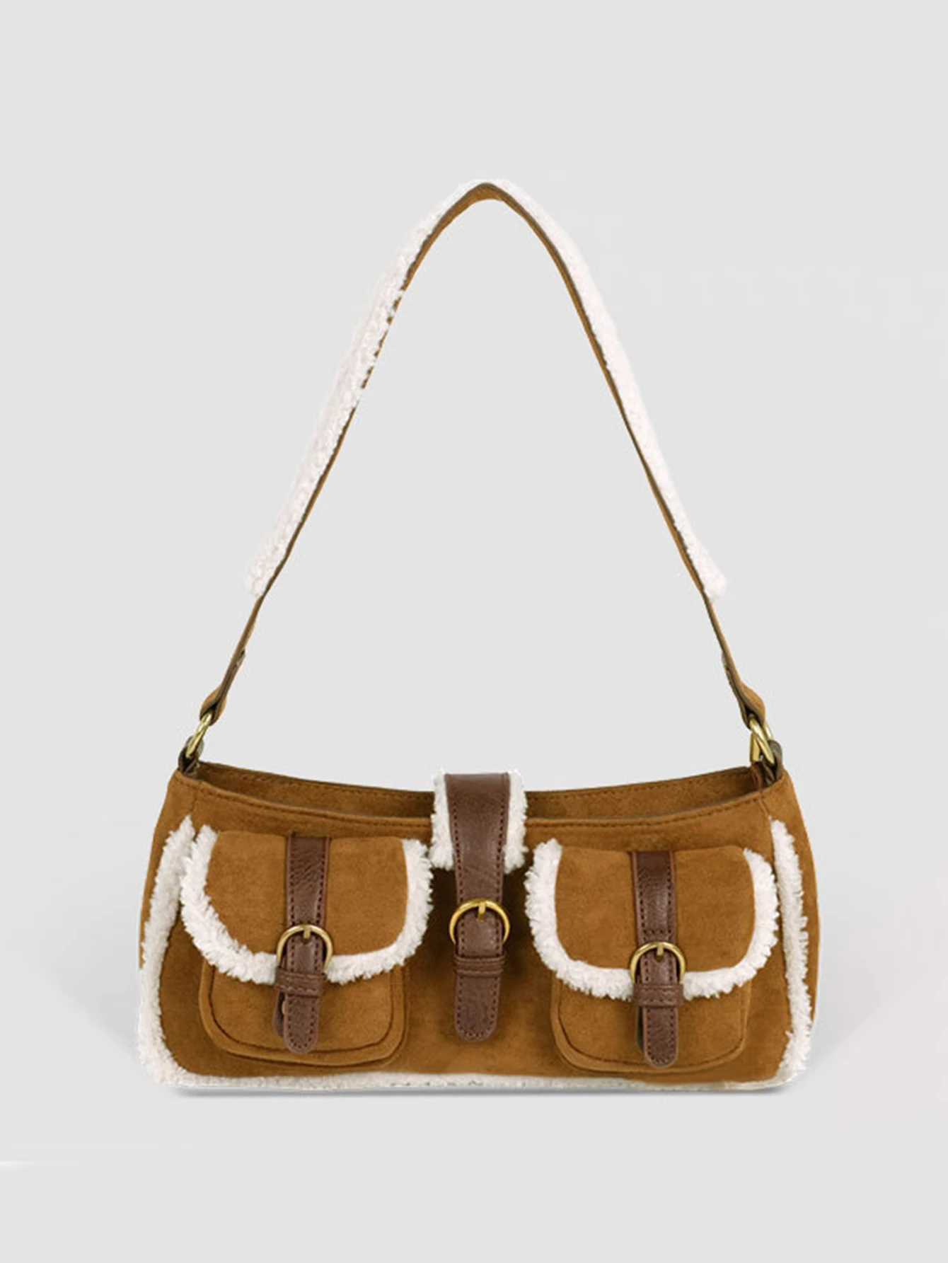 Плюшевая сумка через плечо с декоративными вставками, имитацией замши, множеством карманов, в корейском ретро-стиле, для осени и зимы, повседневная.
Плюшевая сумка через плечо с декоративными вставками, имитацией замши, множеством карманов, в корейском ретро-стиле, для осени и зимы, повседневная.