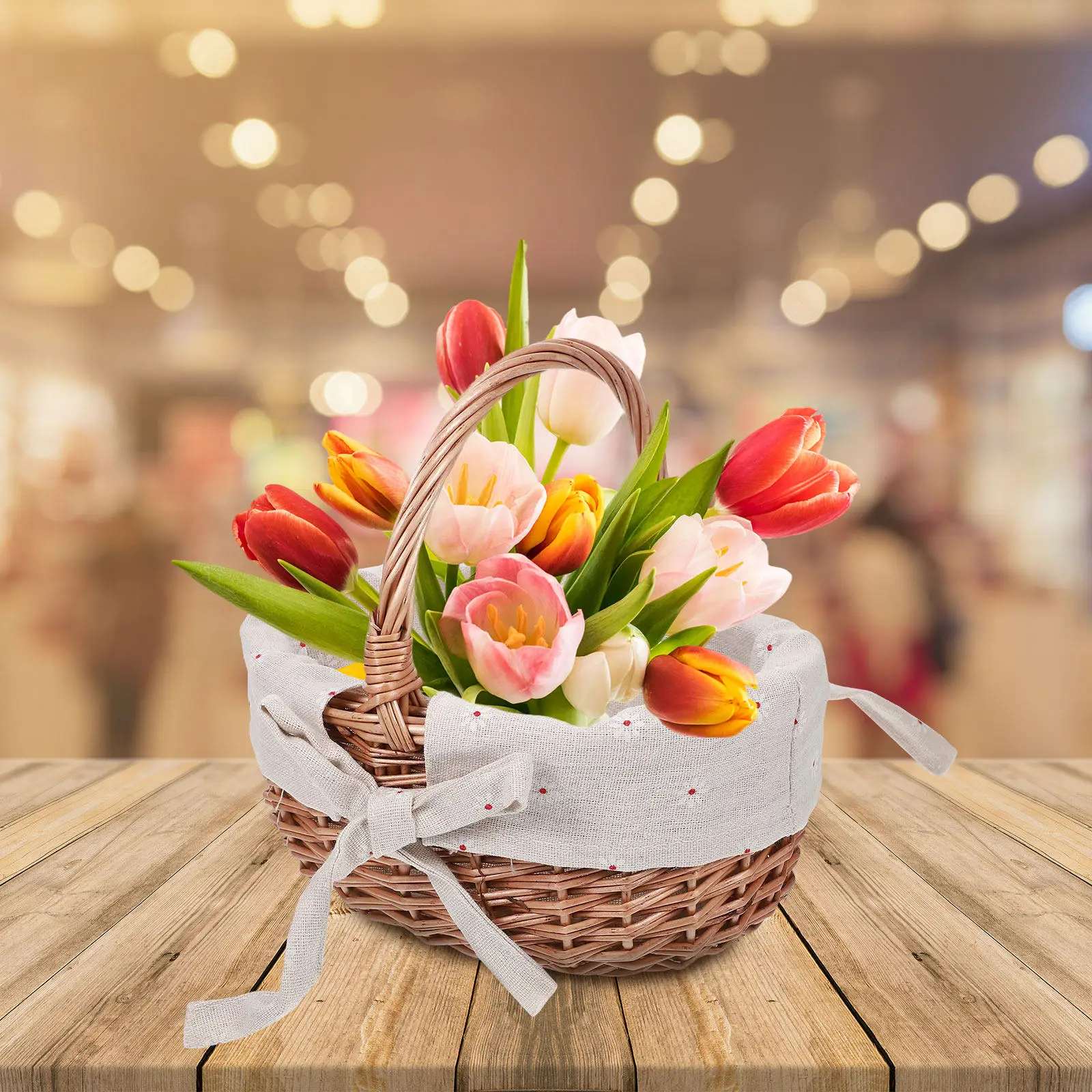 Плетеная корзина для цветов ручной работы цвета хаки, портативная, для свадебного предложения, украшения банкета, подарка, с ручкой
Плетеная корзина для цветов ручной работы цвета хаки, портативная, для свадебного предложения, украшения банкета, подарка, с ручкой