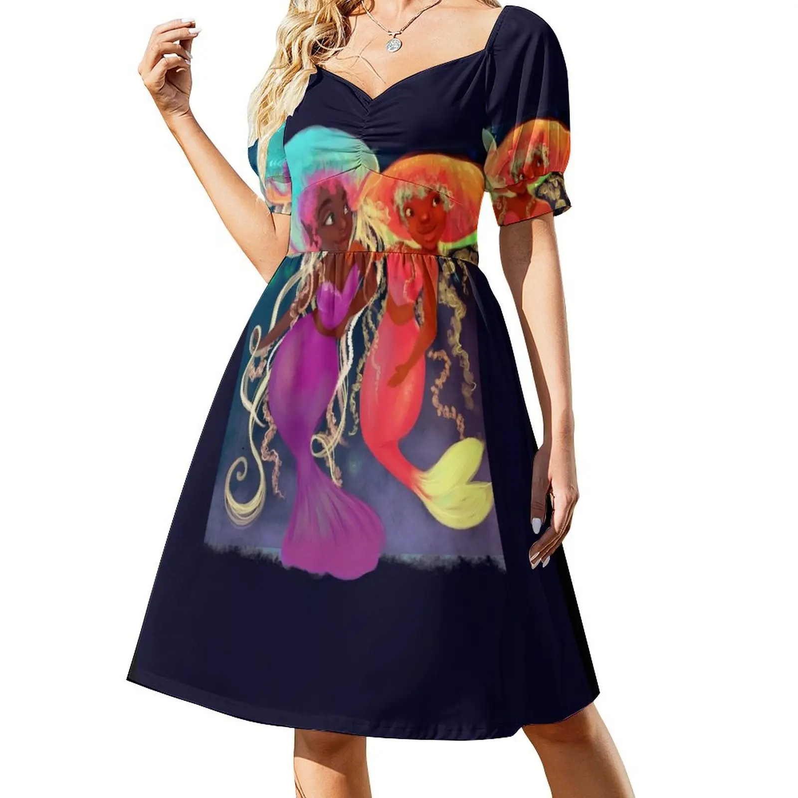 Colorful Black Jellyfish Mermaids Short-Sleeved Dress ladies dresses for women 2025 loose women's dress
Colorful Black Jellyfish Mermaids Short-Sleeved Dress ladies dresses for women 2025 loose women's dress