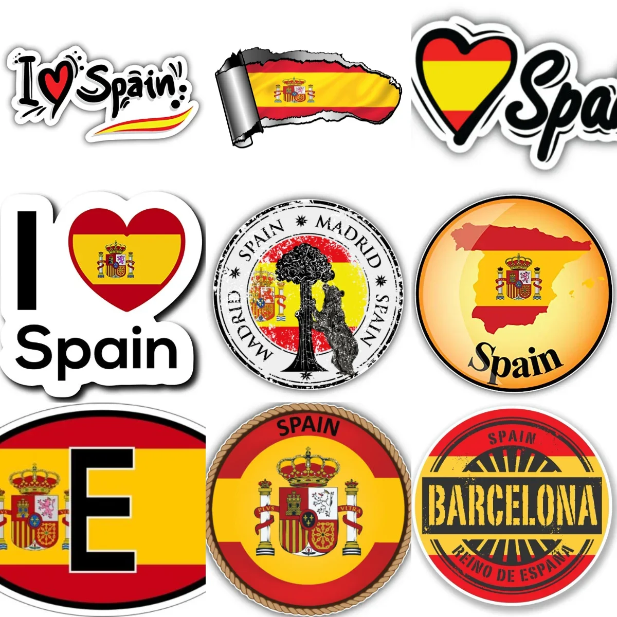 E Spain Flag Map Bull Emblem Creative PVC Stickers for Car Van Bicycle Helmet Wall Window Fridge Decoration Accessories
E Spain Flag Map Bull Emblem Creative PVC Stickers for Car Van Bicycle Helmet Wall Window Fridge Decoration Accessories