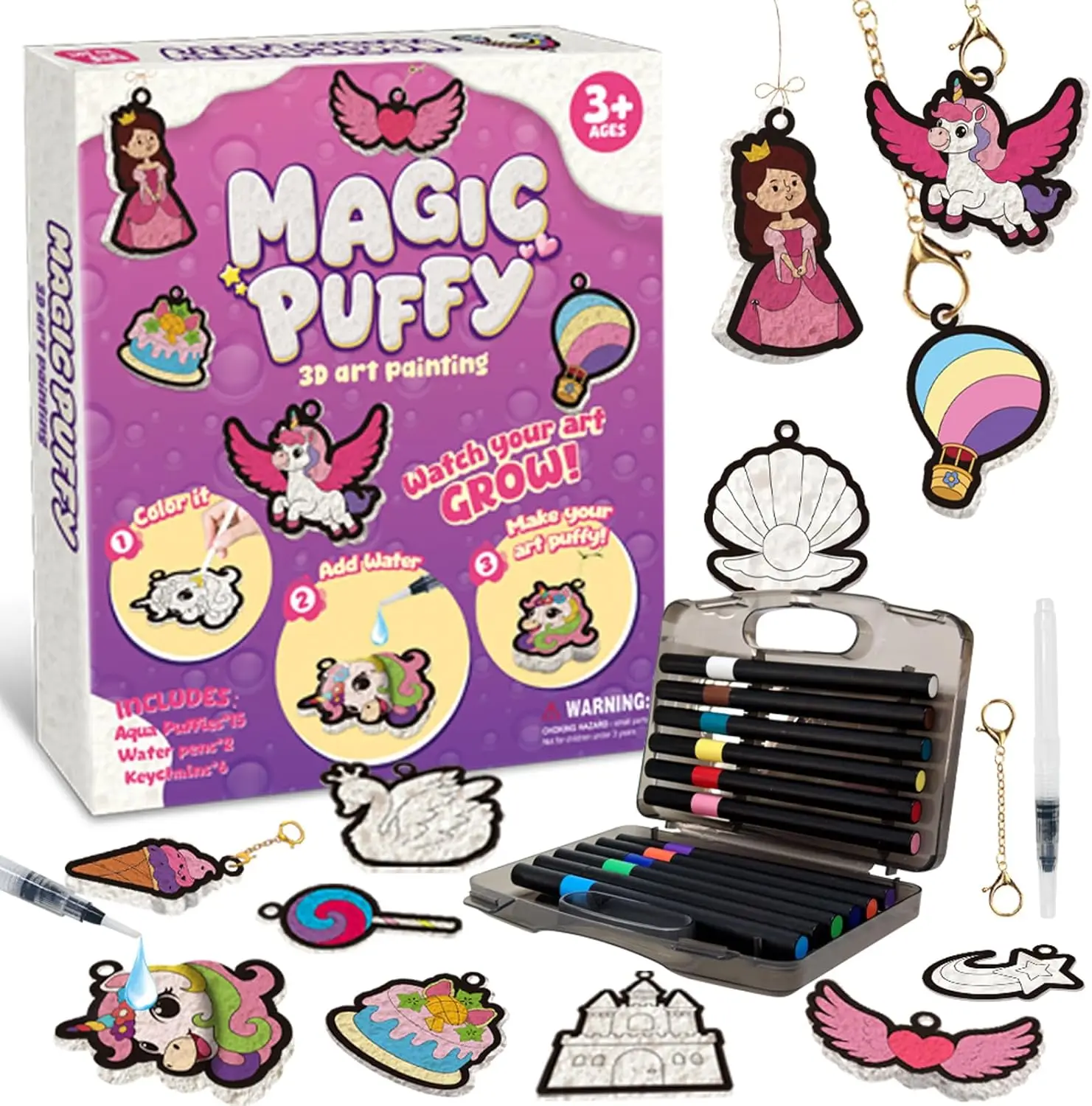 12 Color Magic Puffy Paint Kit for Kids 3D Foam Texture Art Set with Papers, Keychains, Brushes
12 Color Magic Puffy Paint Kit for Kids 3D Foam Texture Art Set with Papers, Keychains, Brushes