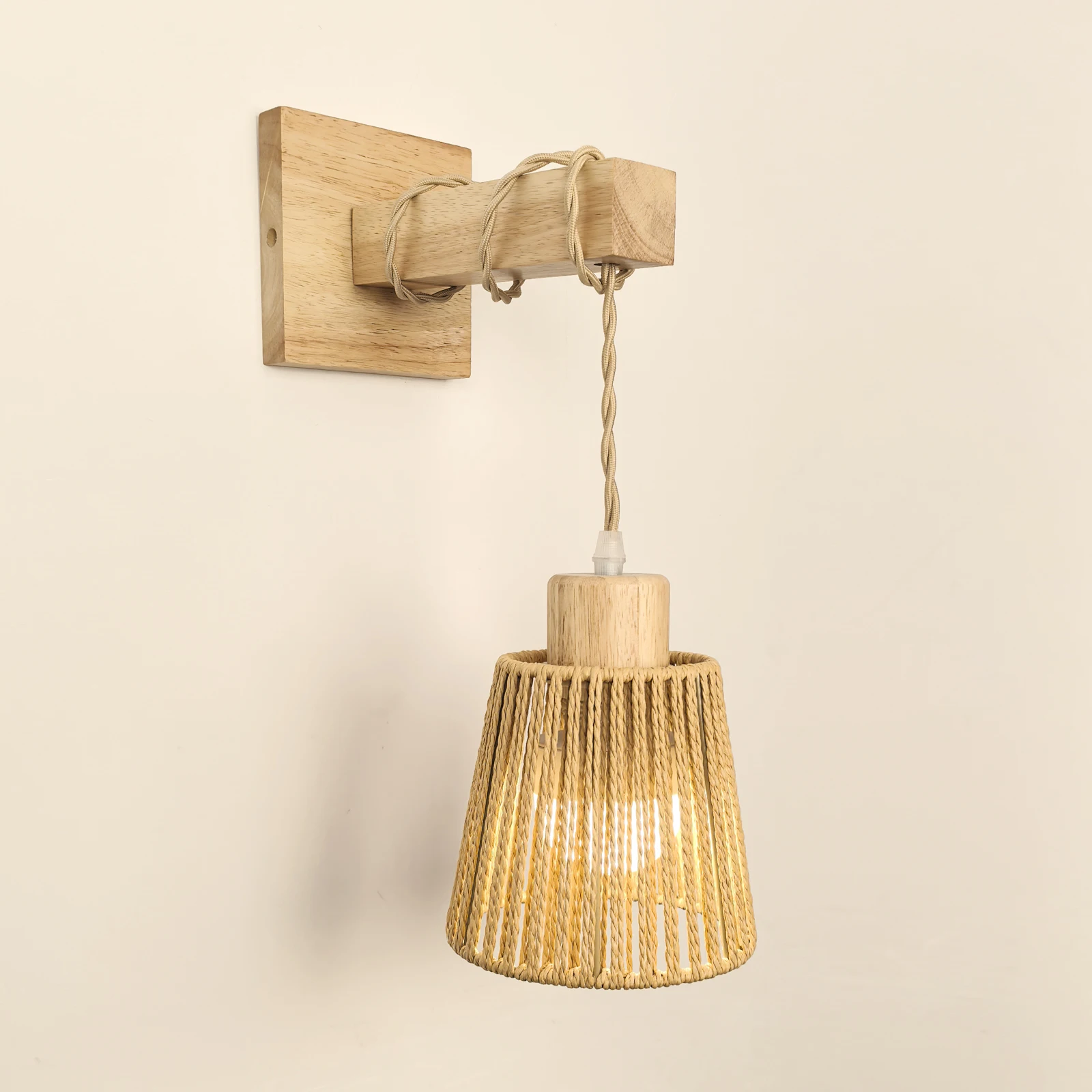 Hemp Rope Design Bedhead Wall Lamp Wooden lamp body Shaped Wall Light for Bedroom Farmhouse Countryside Decorative Lighting
Hemp Rope Design Bedhead Wall Lamp Wooden lamp body Shaped Wall Light for Bedroom Farmhouse Countryside Decorative Lighting