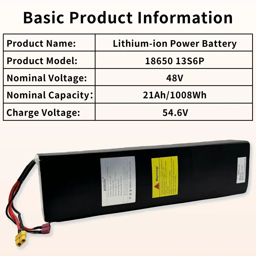 18650 13S6P Lithium-ion Battery Pack 48V 21Ah High-power Rechargeable Battery For KUGOO M4 Pro Electric Scooter Battery
18650 13S6P Lithium-ion Battery Pack 48V 21Ah High-power Rechargeable Battery For KUGOO M4 Pro Electric Scooter Battery