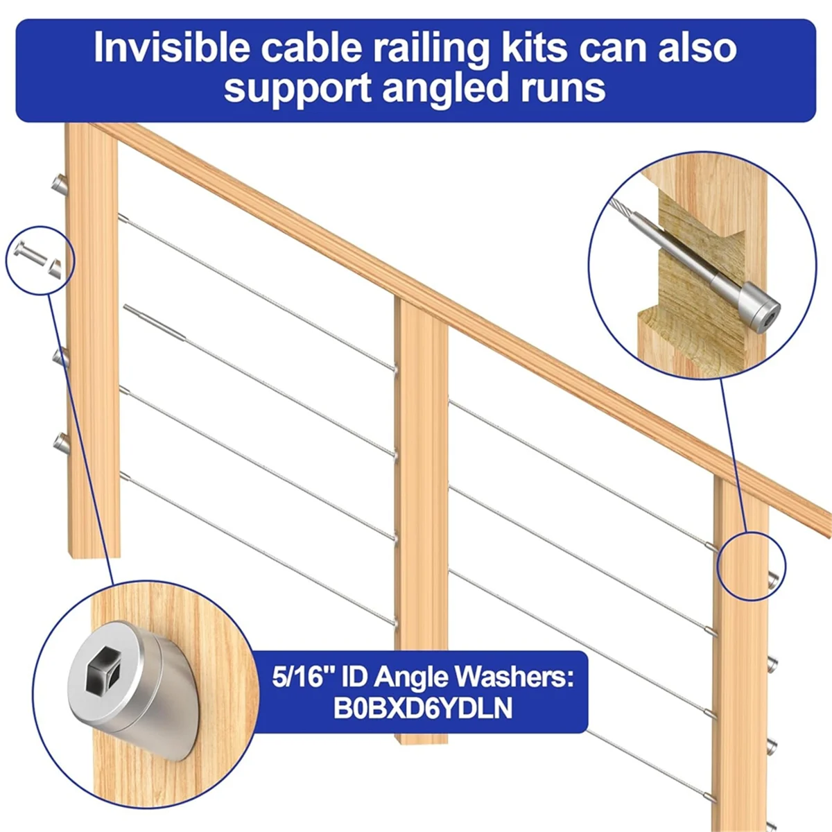 50 Pack Invisible Cable Railing Kit, T316 Stainless Steel 1/8In Invisible Receiver and Swage Stud End for Cable Railing F
50 Pack Invisible Cable Railing Kit, T316 Stainless Steel 1/8In Invisible Receiver and Swage Stud End for Cable Railing F