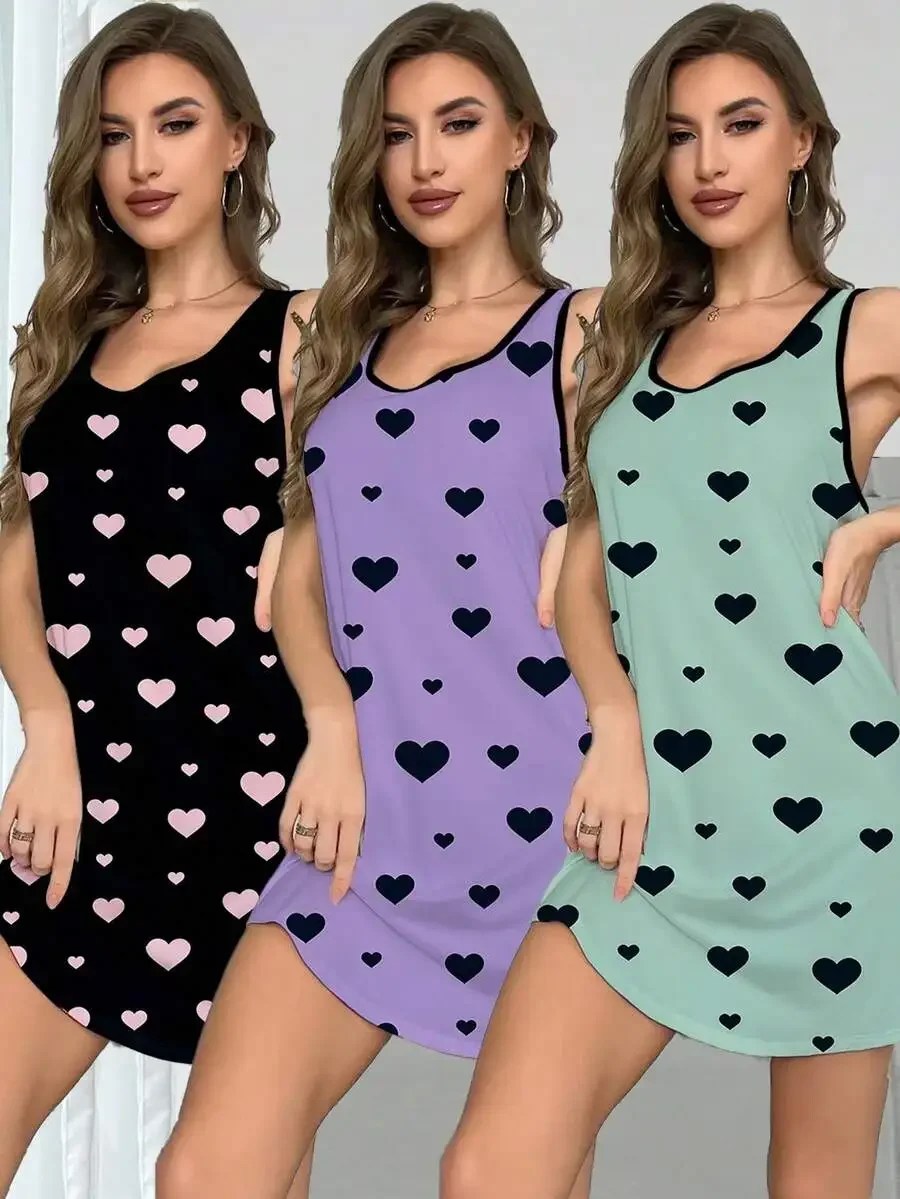 3pcs Women Heart Print Sleeveless Sleep Top Set
3pcs Women Heart Print Sleeveless Sleep Top Set