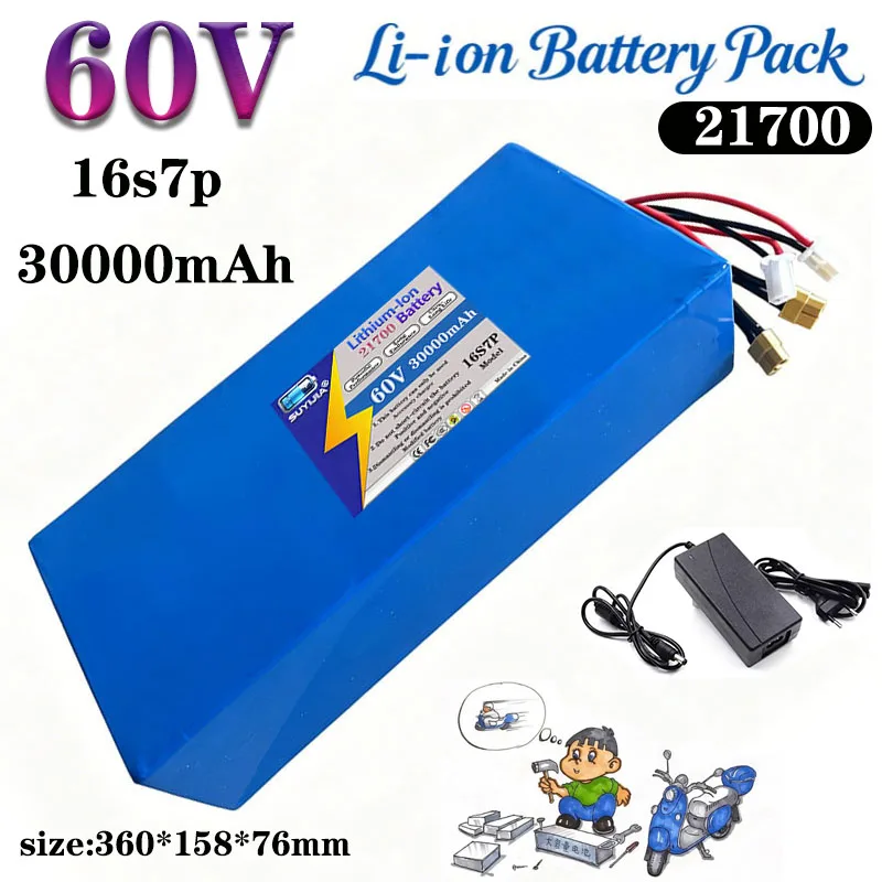 2026 new 60V 30000mAh 16S7P lithium battery pack 30A 1500W 21700 BMS for power tools motorcycle scooter battery + charger
2026 new 60V 30000mAh 16S7P lithium battery pack 30A 1500W 21700 BMS for power tools motorcycle scooter battery + charger
