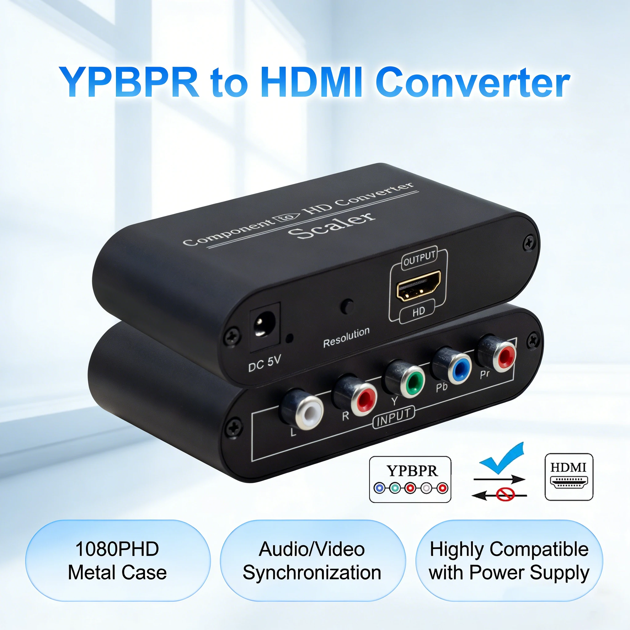 Component to HDMI Converter YPBPR 5RCA to HDMI Adapter 1080P 720P Plug and Play HD Video Audio Converter for DVD PS2 XBOX TV BOX
Component to HDMI Converter YPBPR 5RCA to HDMI Adapter 1080P 720P Plug and Play HD Video Audio Converter for DVD PS2 XBOX TV BOX