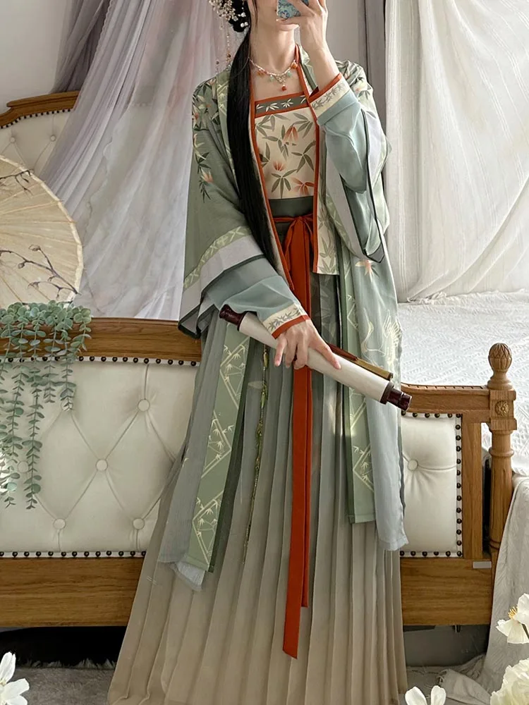 Original HanTingJi Bamboo Leaf Green Long Sleeve Plane Shirt Women's plus Size Pleated Skirt Slimming Daily Wear Hanfu
Original HanTingJi Bamboo Leaf Green Long Sleeve Plane Shirt Women's plus Size Pleated Skirt Slimming Daily Wear Hanfu
