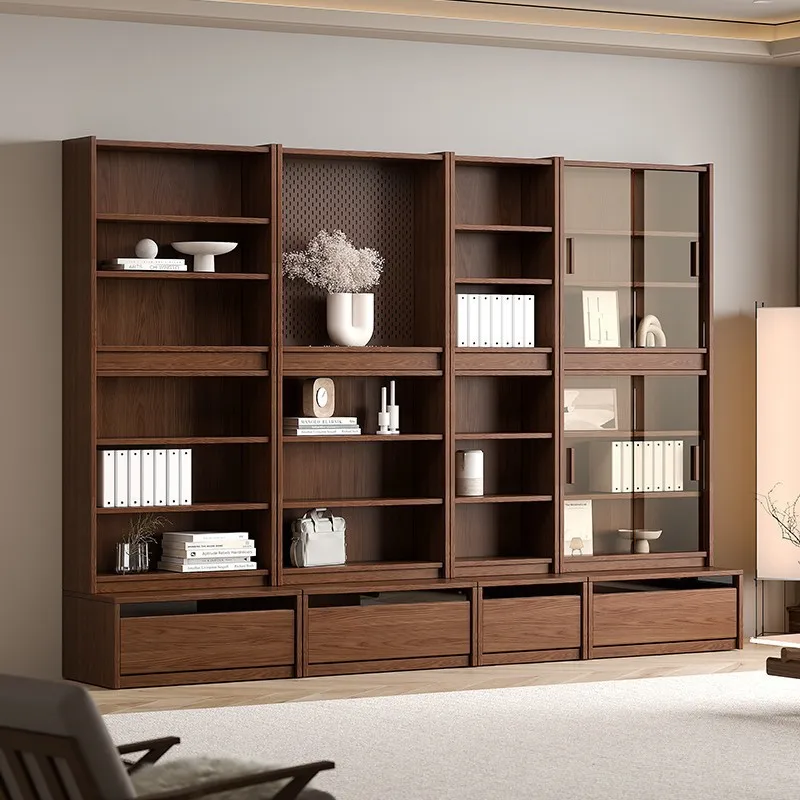 Oak solid wood card seat bookcase combination glass floor integrated office simple
Oak solid wood card seat bookcase combination glass floor integrated office simple