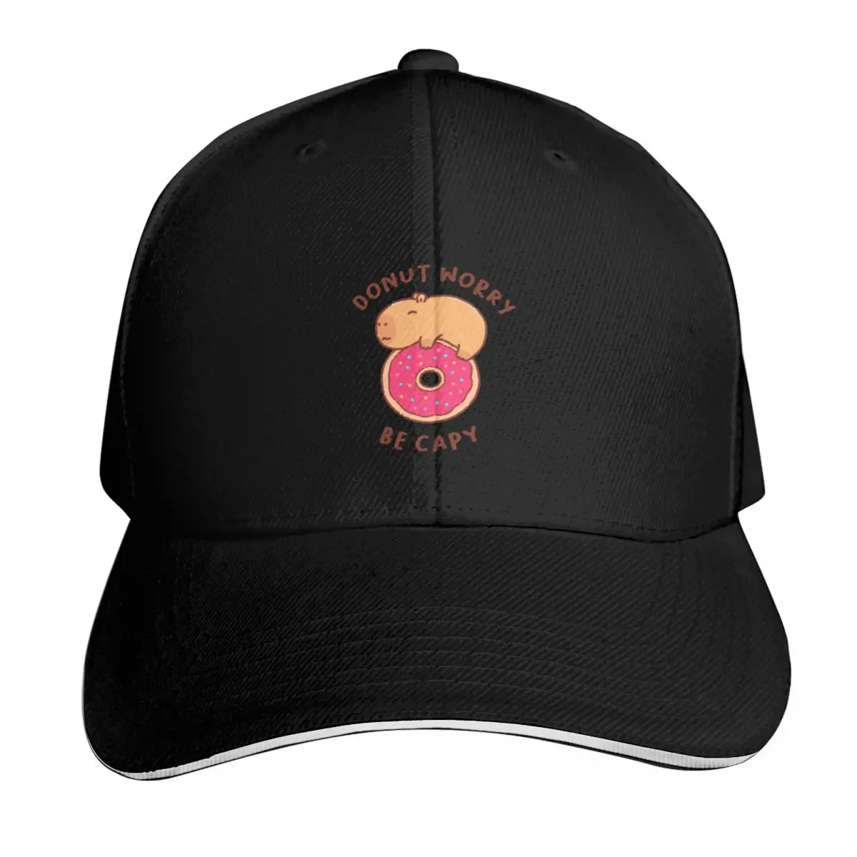 Capybara on a donut, don't worry be happy, be capy Baseball Cap Brand Man cap cute Funny hats Luxury Woman Men's
Capybara on a donut, don't worry be happy, be capy Baseball Cap Brand Man cap cute Funny hats Luxury Woman Men's