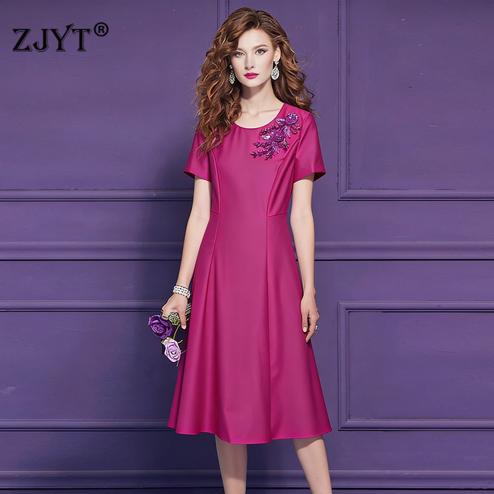 ZJYT Elegant Luxury Diamonds Dress Women 2026 Spring Summer Short Sleeve Midi Special Party Eve Dresses Pink Casual Vestidos
ZJYT Elegant Luxury Diamonds Dress Women 2026 Spring Summer Short Sleeve Midi Special Party Eve Dresses Pink Casual Vestidos