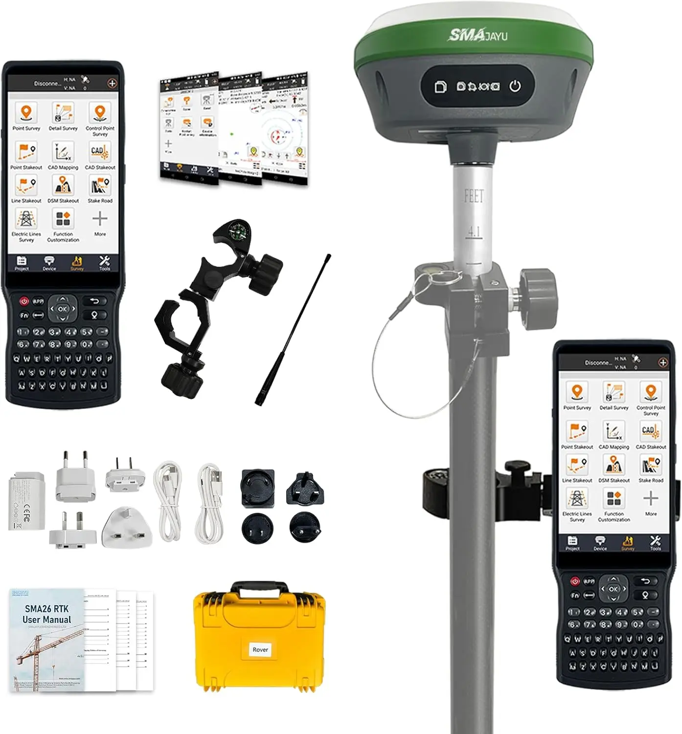 32G Storage | Handheld Collector + Survey Software | Static & RTK Land Survey | NOAA Certified | SMA26 Pro(Pole Not Included)
32G Storage | Handheld Collector + Survey Software | Static & RTK Land Survey | NOAA Certified | SMA26 Pro(Pole Not Included)
