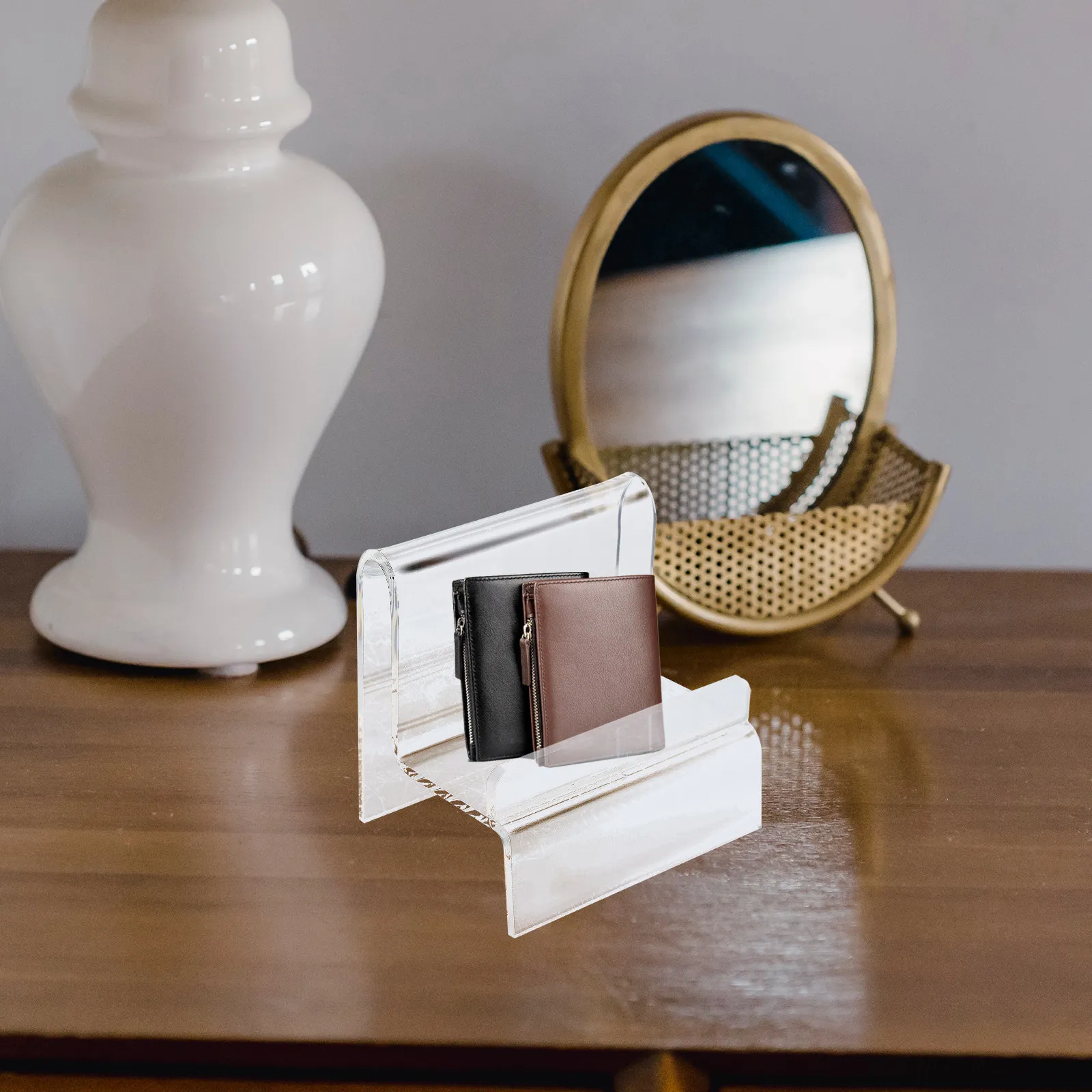2Pcs Acrylic Wallet Display Rack Transparent Single Layer Purse Holder Stand for Jewelry Glasses Cosmetics Books Digital
2Pcs Acrylic Wallet Display Rack Transparent Single Layer Purse Holder Stand for Jewelry Glasses Cosmetics Books Digital