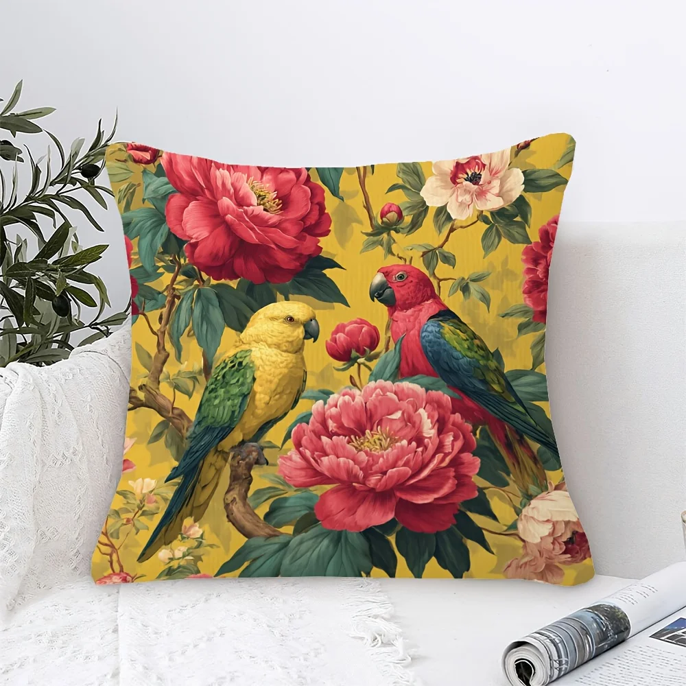 1pc Vintage Parrot & Peony Pillow Cover, Polyester 2D Double-Sided Print, Chinoiserie Floral Bird Art, Tropical Botanical Home D
1pc Vintage Parrot & Peony Pillow Cover, Polyester 2D Double-Sided Print, Chinoiserie Floral Bird Art, Tropical Botanical Home D