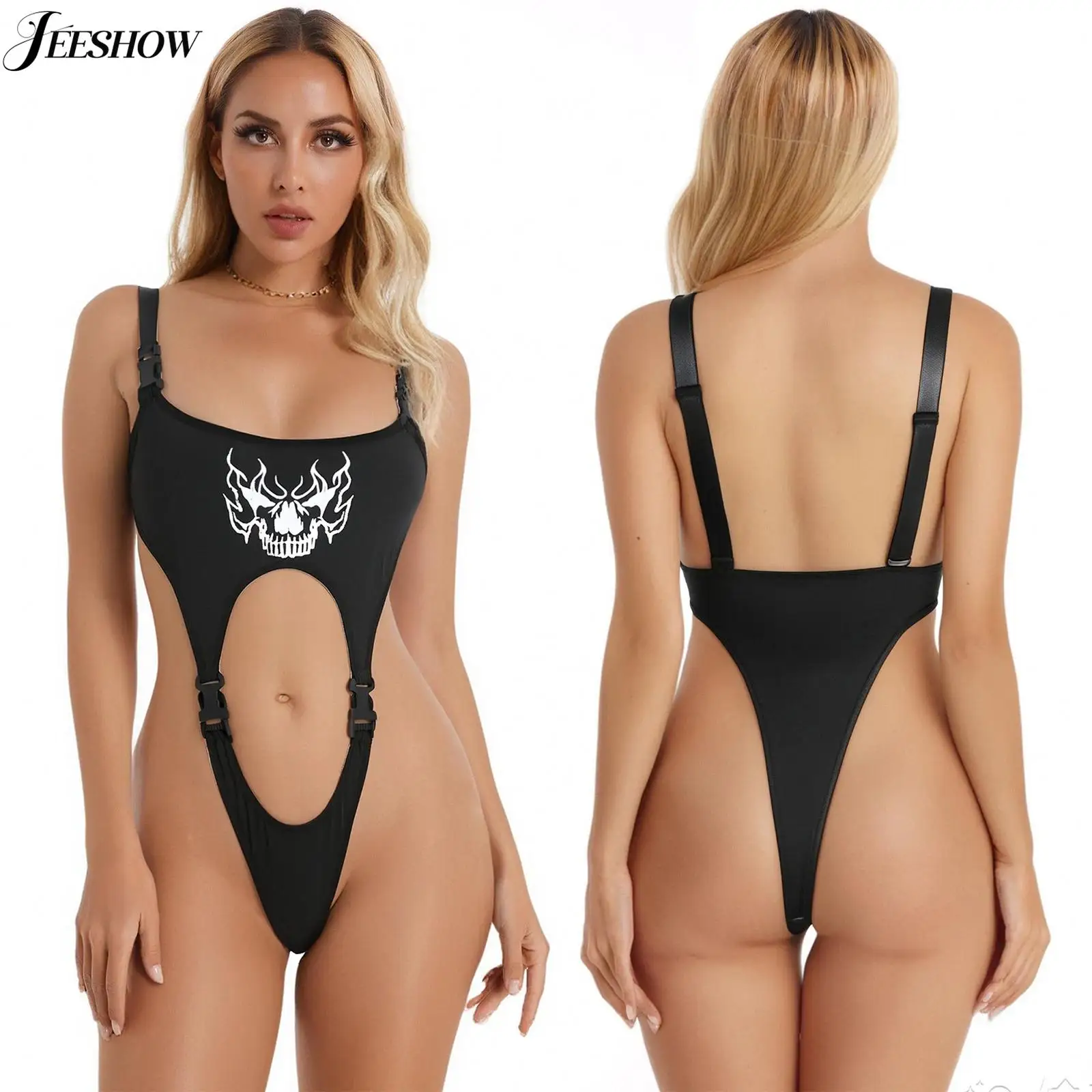 Womens See Through Printed Cut Out Bodysuit Sleeveless Bucjle Shoulder Strap High Cut Leotard Night Club Wear Jumpsuits
Womens See Through Printed Cut Out Bodysuit Sleeveless Bucjle Shoulder Strap High Cut Leotard Night Club Wear Jumpsuits