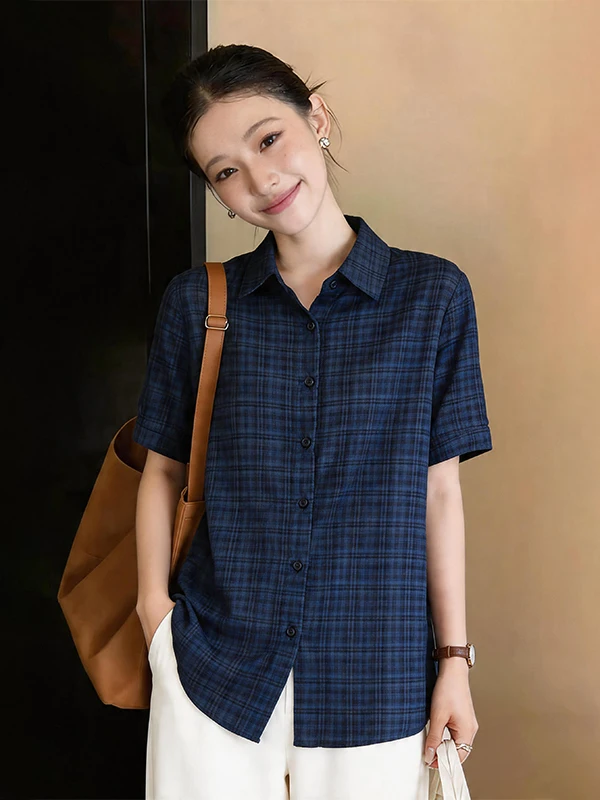 plus Size Women's Summer Plaid Shirt Short Sleeve Loose Top Belly Covering Slimming Korean Style Commute Wind Regular Fit
plus Size Women's Summer Plaid Shirt Short Sleeve Loose Top Belly Covering Slimming Korean Style Commute Wind Regular Fit