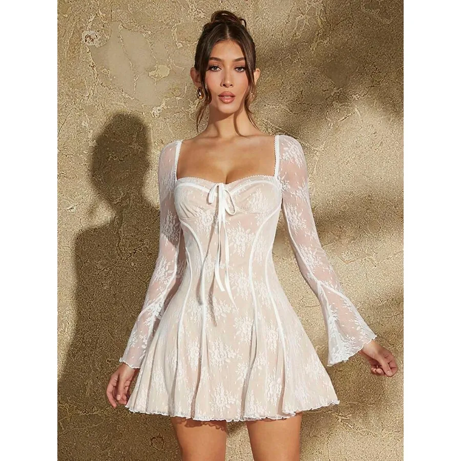 【New style】 BAE Lace Bustier Style Ruffled Trim Pleated Women's Dress Summer Outfits For Women/Spring Clothes/Valentine Day Out
【New style】 BAE Lace Bustier Style Ruffled Trim Pleated Women's Dress Summer Outfits For Women/Spring Clothes/Valentine Day Out