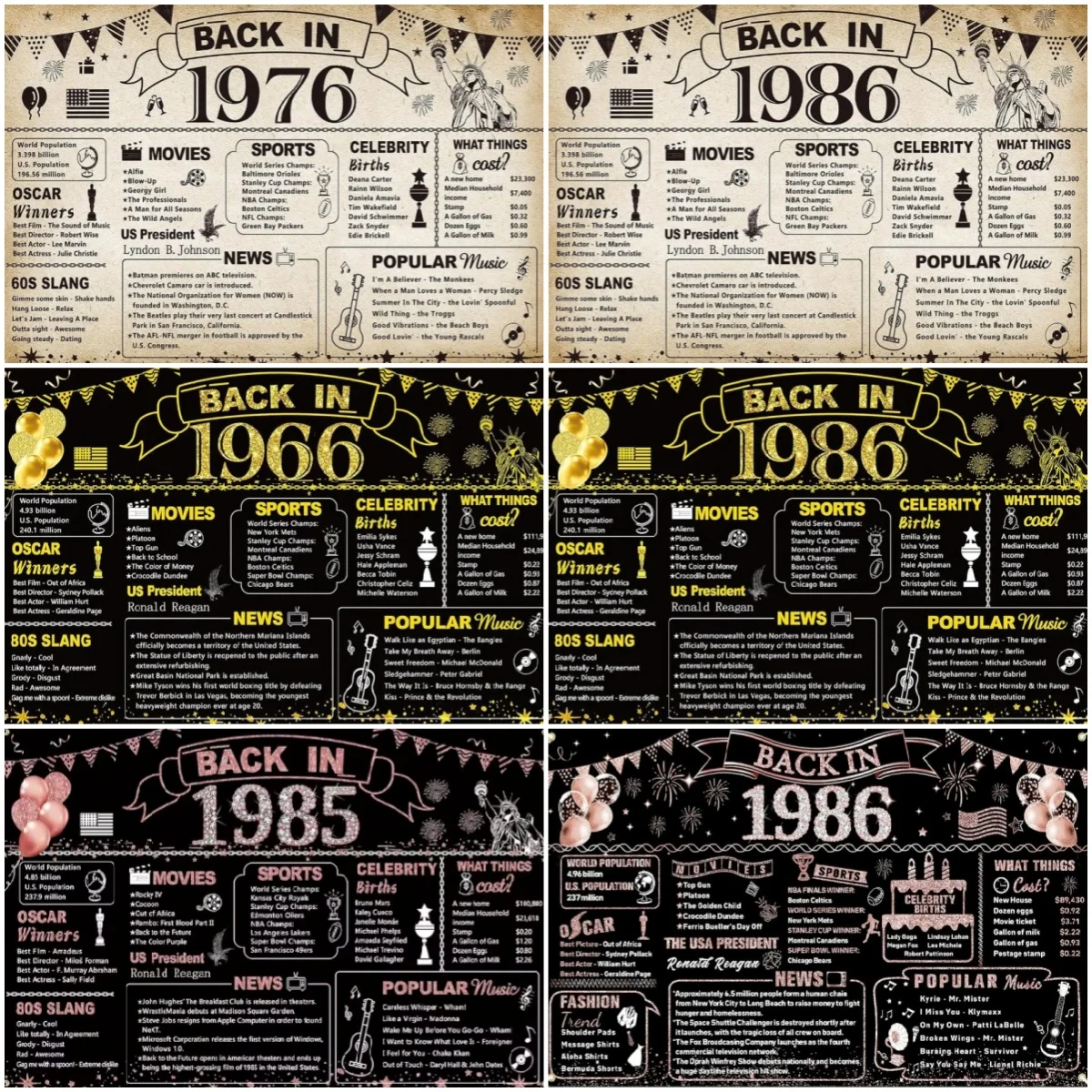 Vintage Newspaper Theme 40 50 60th Birthday Party Decoration Banner Pink Black Gold Back in1966 1976 1986 Photography Background
Vintage Newspaper Theme 40 50 60th Birthday Party Decoration Banner Pink Black Gold Back in1966 1976 1986 Photography Background