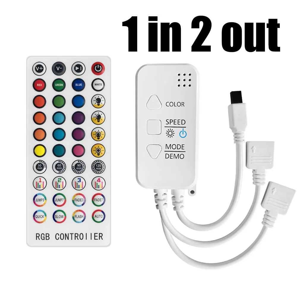 Music Sync APP Control RGB LED Controller For LED Strip Lights 1 in 2 out Spliter Bluetooth-Compatible IR Remote 12V 24V
Music Sync APP Control RGB LED Controller For LED Strip Lights 1 in 2 out Spliter Bluetooth-Compatible IR Remote 12V 24V