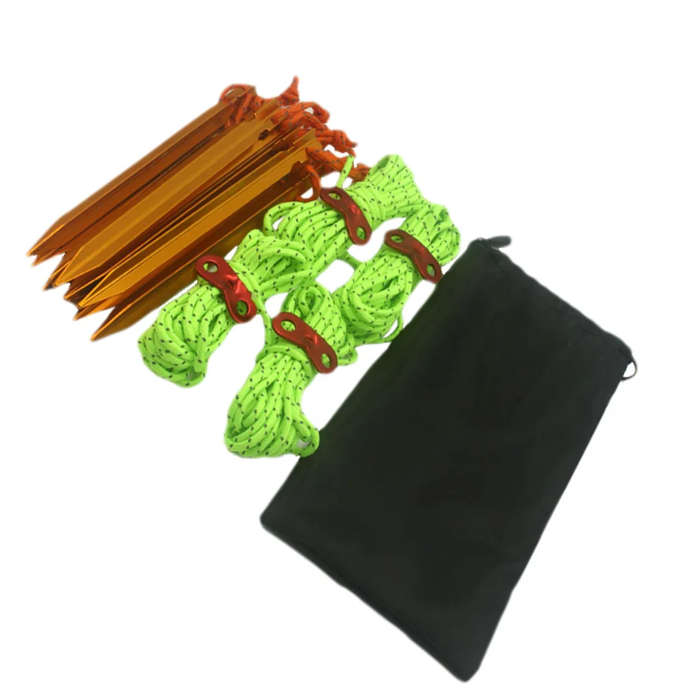 19pcs Accessories Aluminum Alloy Stakes Reflective Ropes For Hiking Camping Tent Accessories Set Trip Tent Stake Rope Kit
19pcs Accessories Aluminum Alloy Stakes Reflective Ropes For Hiking Camping Tent Accessories Set Trip Tent Stake Rope Kit
