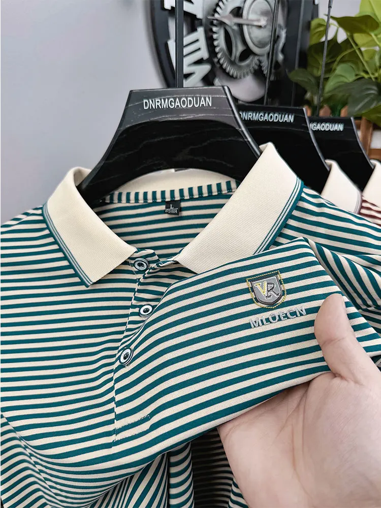 High end brand men's long sleeved rhinestone polo shirt2024 Spring and Autumn New fashion stripe embroidery casual lapel T-shirt
High end brand men's long sleeved rhinestone polo shirt2024 Spring and Autumn New fashion stripe embroidery casual lapel T-shirt